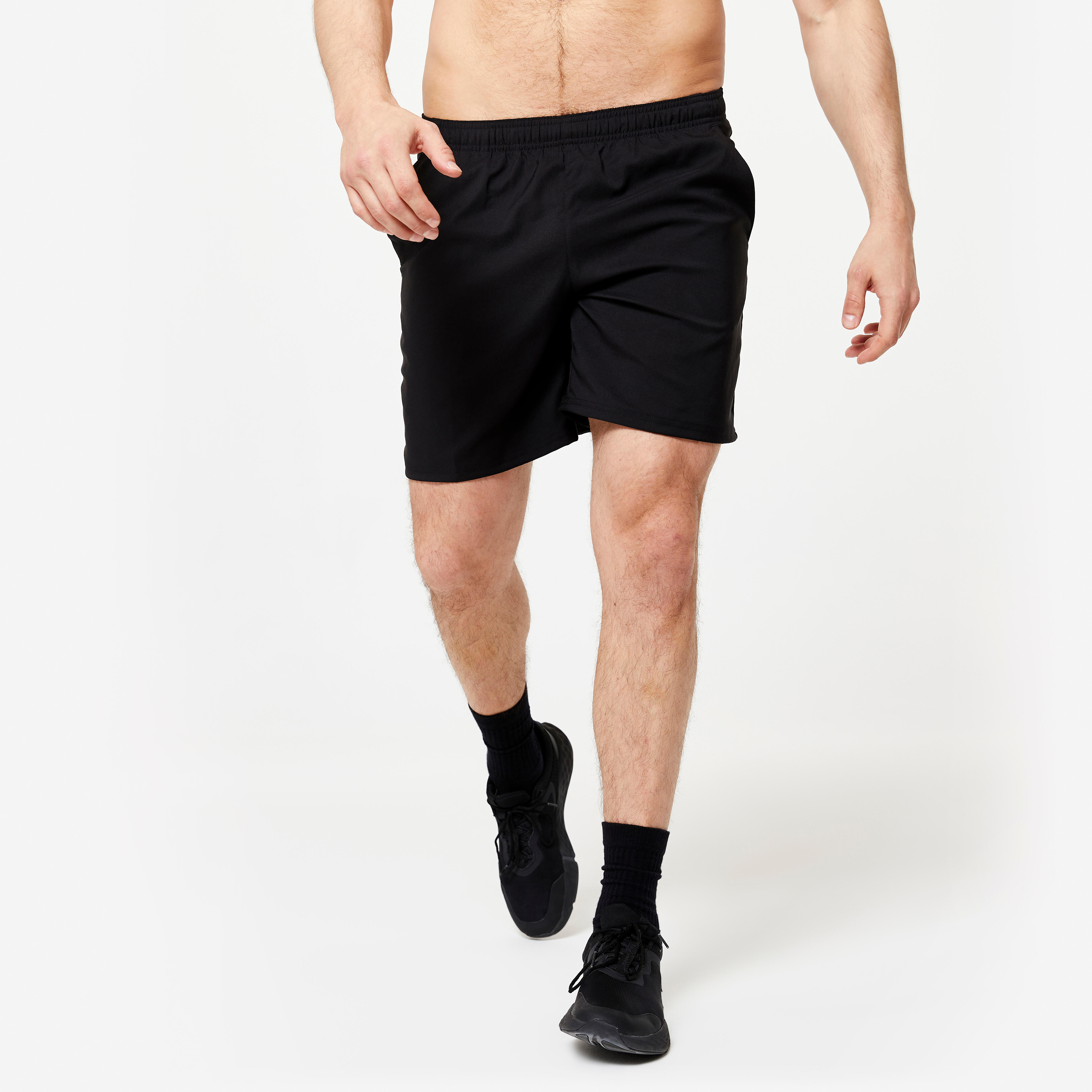DOMYOS Pánske šortky 100 na fitness čierne 200@L-DOMYOS