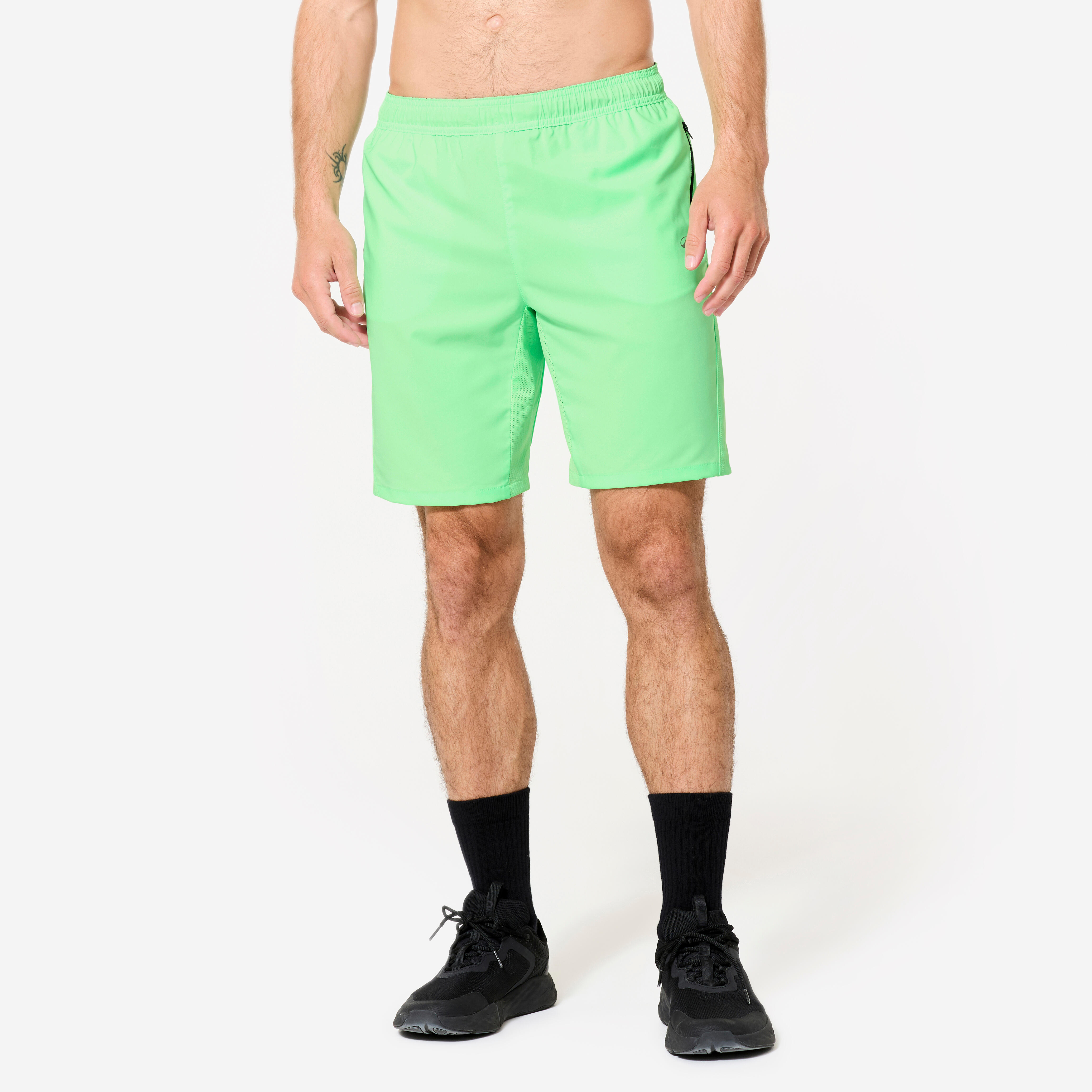 DOMYOS Šortky na fitness s vreckami na zips svetlozelené zelená 340@S-DOMYOS