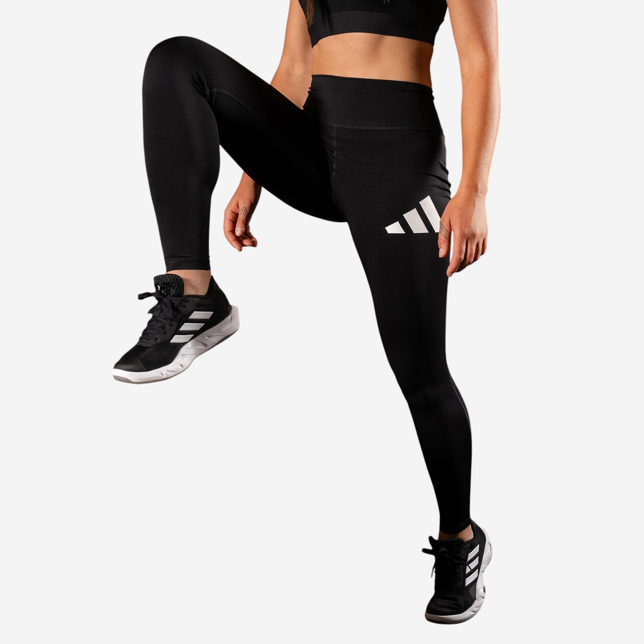 Dámske legíny s potlačou loga ADIDAS čierne 343@L-ADIDAS