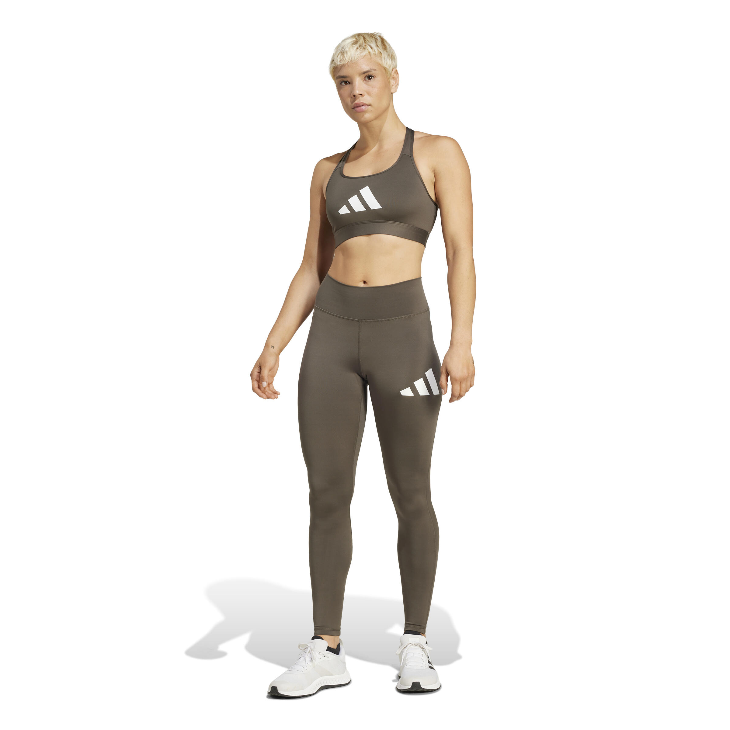 Dámske legíny s potlačou loga ADIDAS zelené 343@XS-ADIDAS