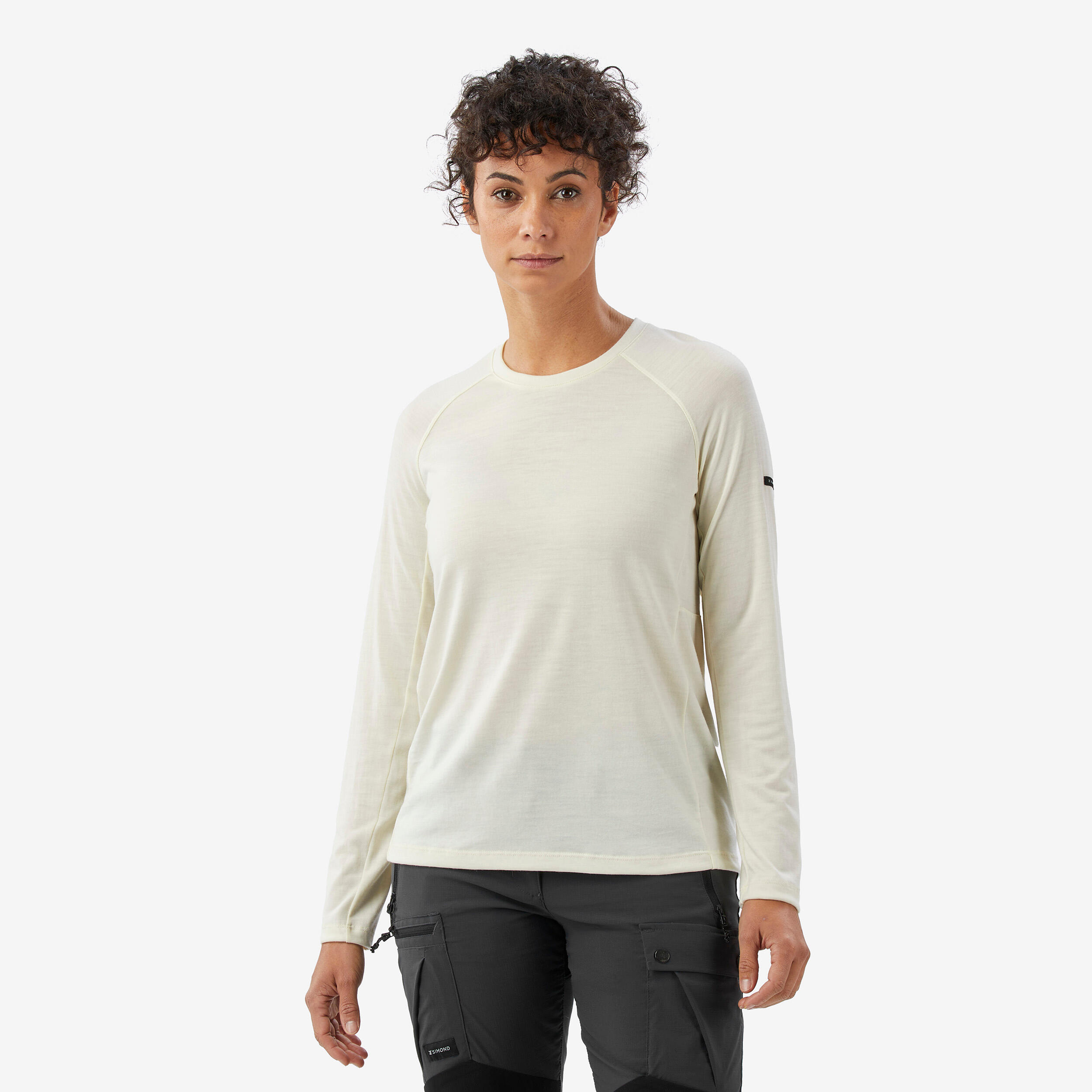 FORCLAZ Dámske tričko Merino Resist z vlny merino dlhý rukáv nefarbené biela 1387@L-FORCLAZ
