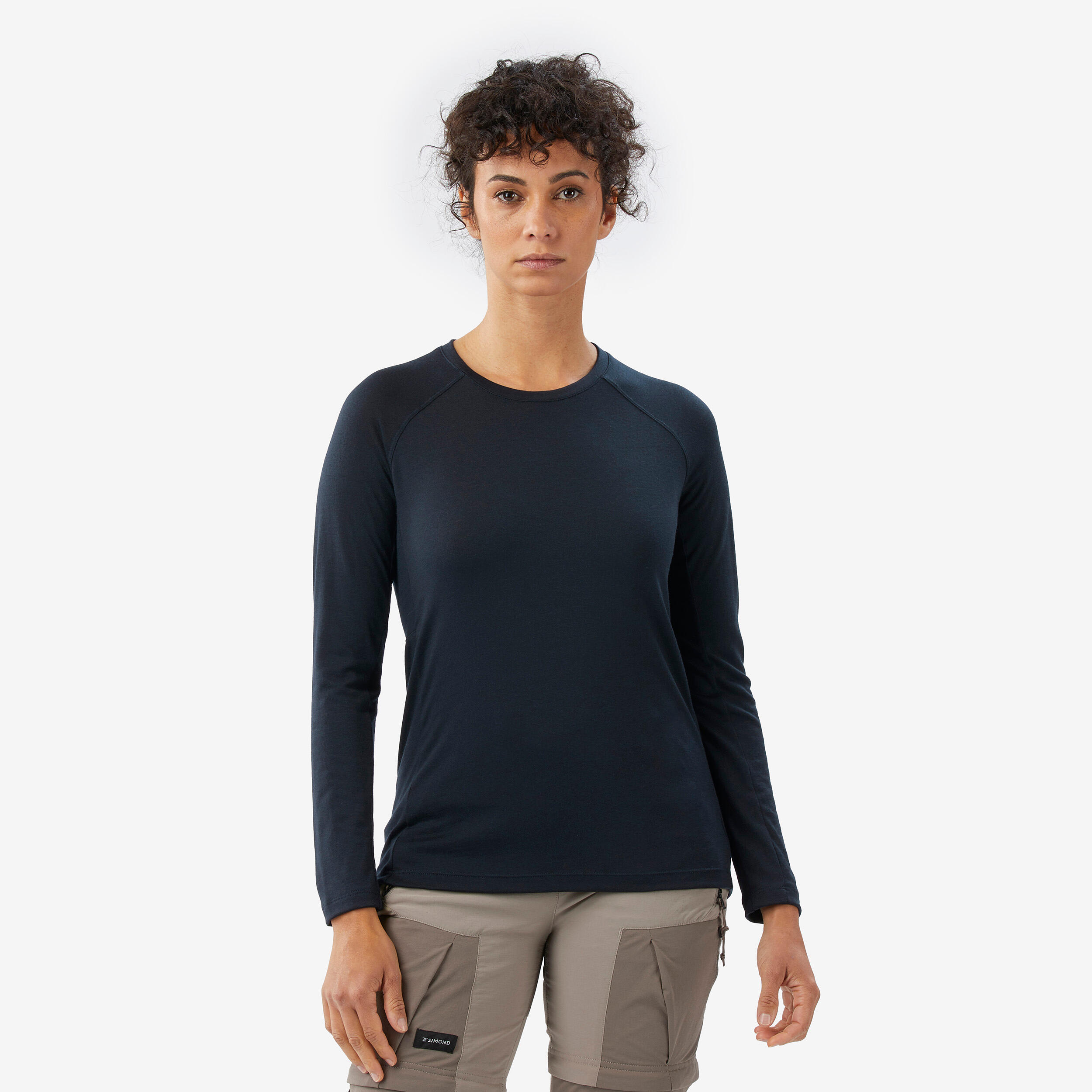 FORCLAZ Dámske tričko s dlhým rukávom Merino Resist z vlny merino modré 1387@L-FORCLAZ