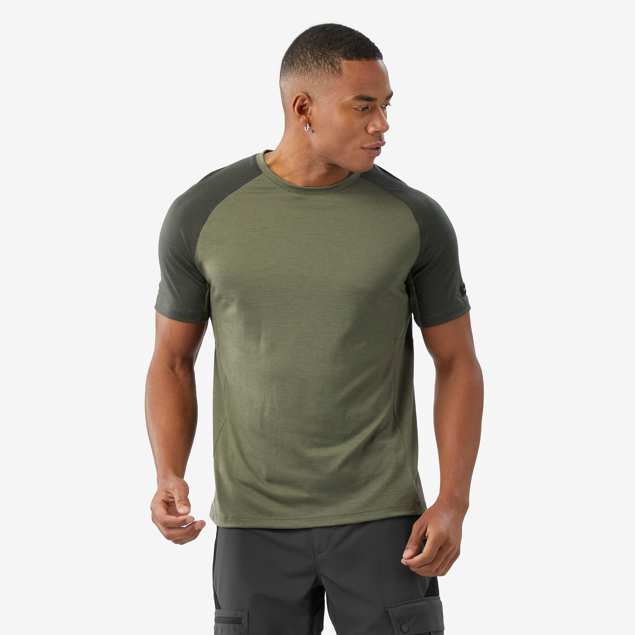 FORCLAZ Pánske tričko Merino Resist s krátkym rukávom z vlny merino kaki zelená 349@L-FORCLAZ