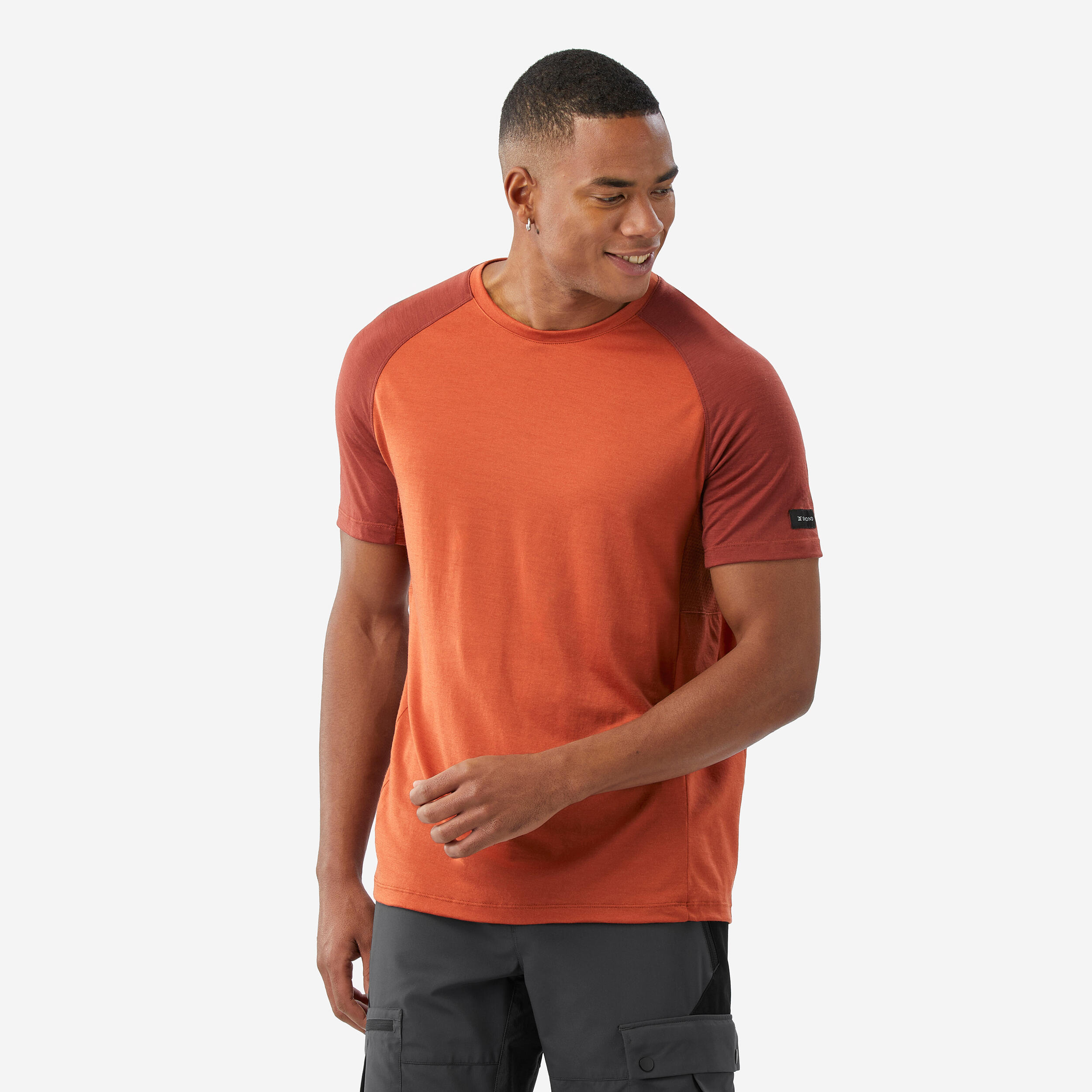 FORCLAZ Pánske tričko s krátkym rukávom Merino Resist z vlny merino hnedé hnedá 349@M-FORCLAZ