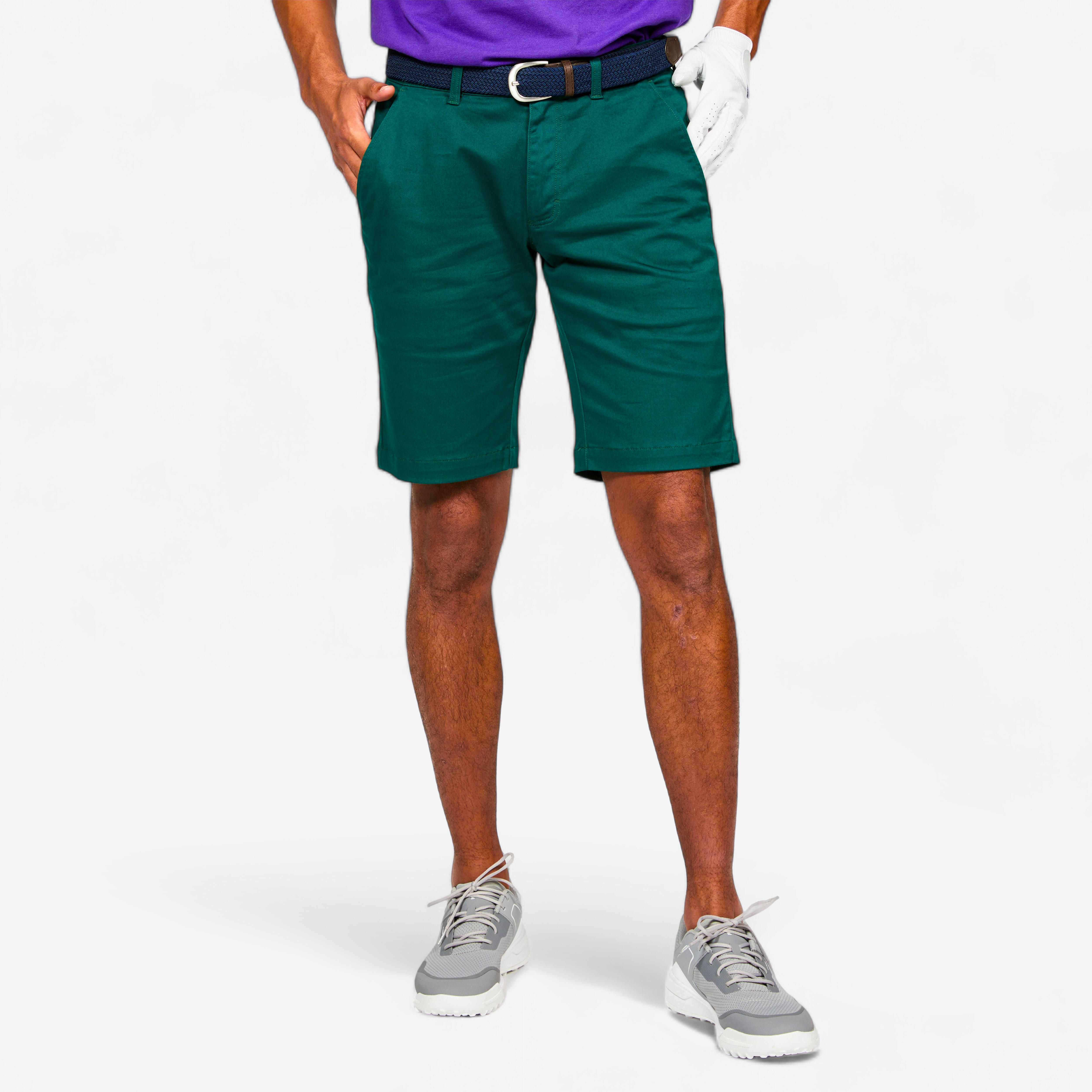 INESIS Pánske golfové chino šortky MW500 zelené zelená 340@M-INESIS