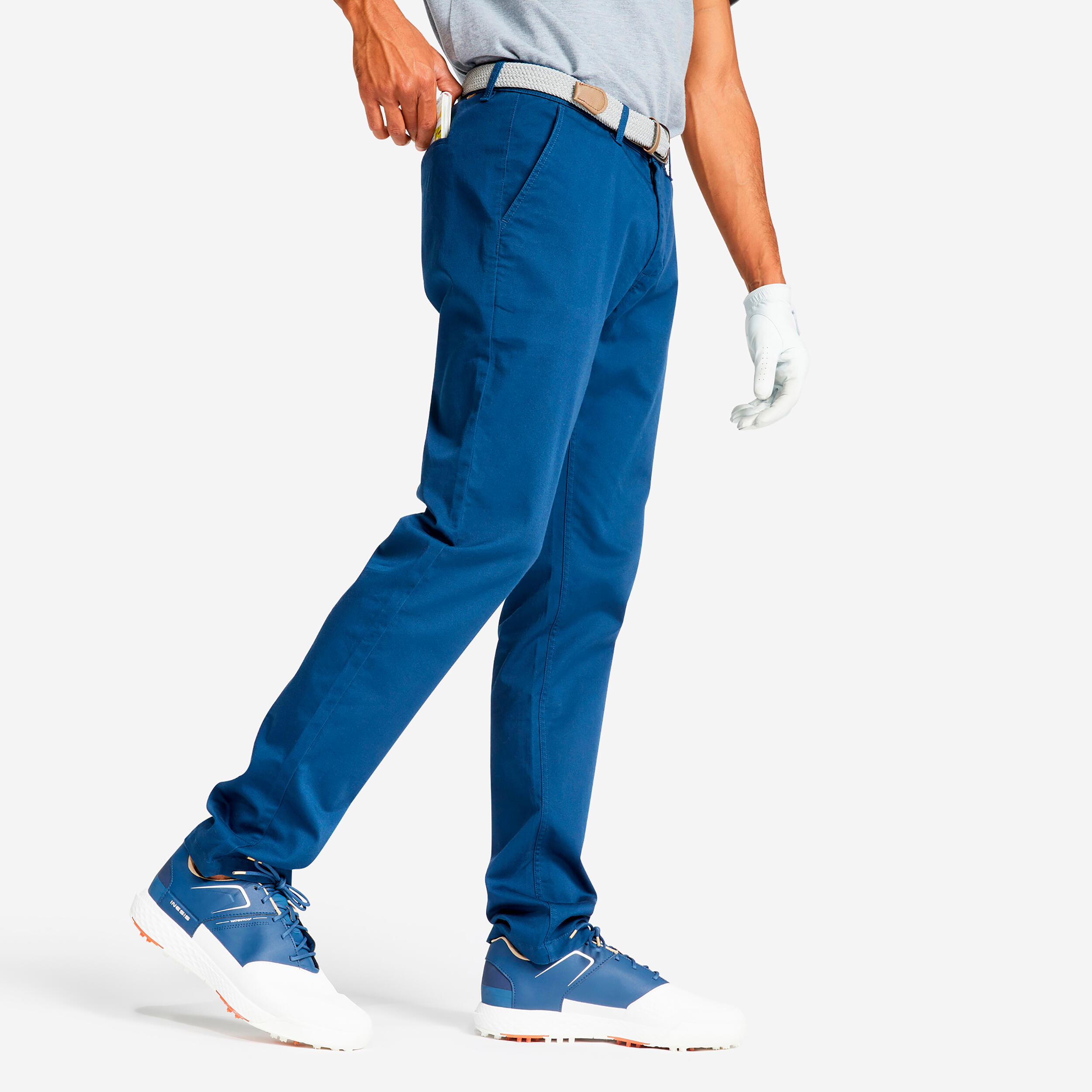 INESIS Pánske golfové nohavice MW500 modré 340@S L33-INESIS