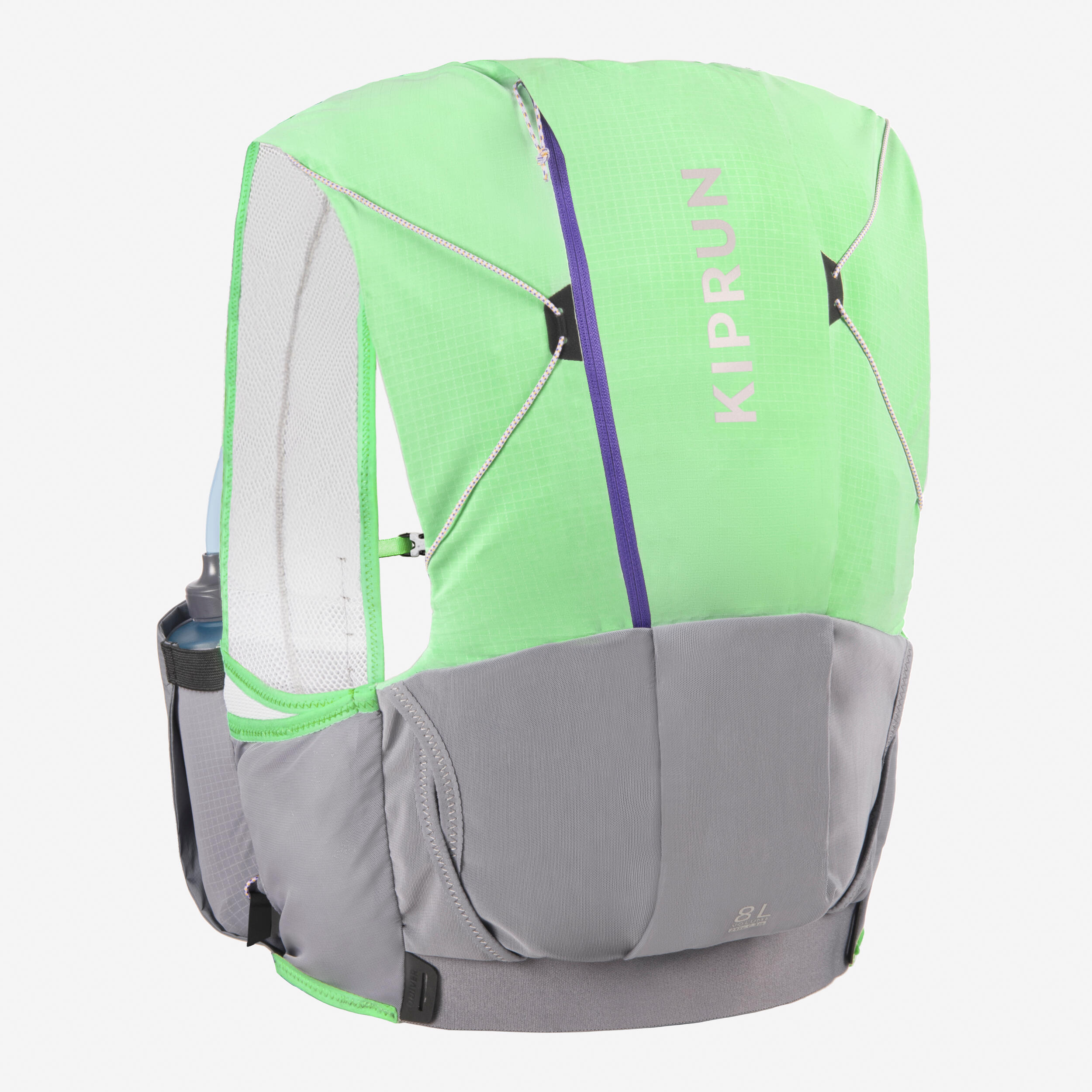 KIPRUN Dámsky batoh na trailový beh 8 l s 2 fľašami 500 ml zelený 200@L-XL-KIPRUN