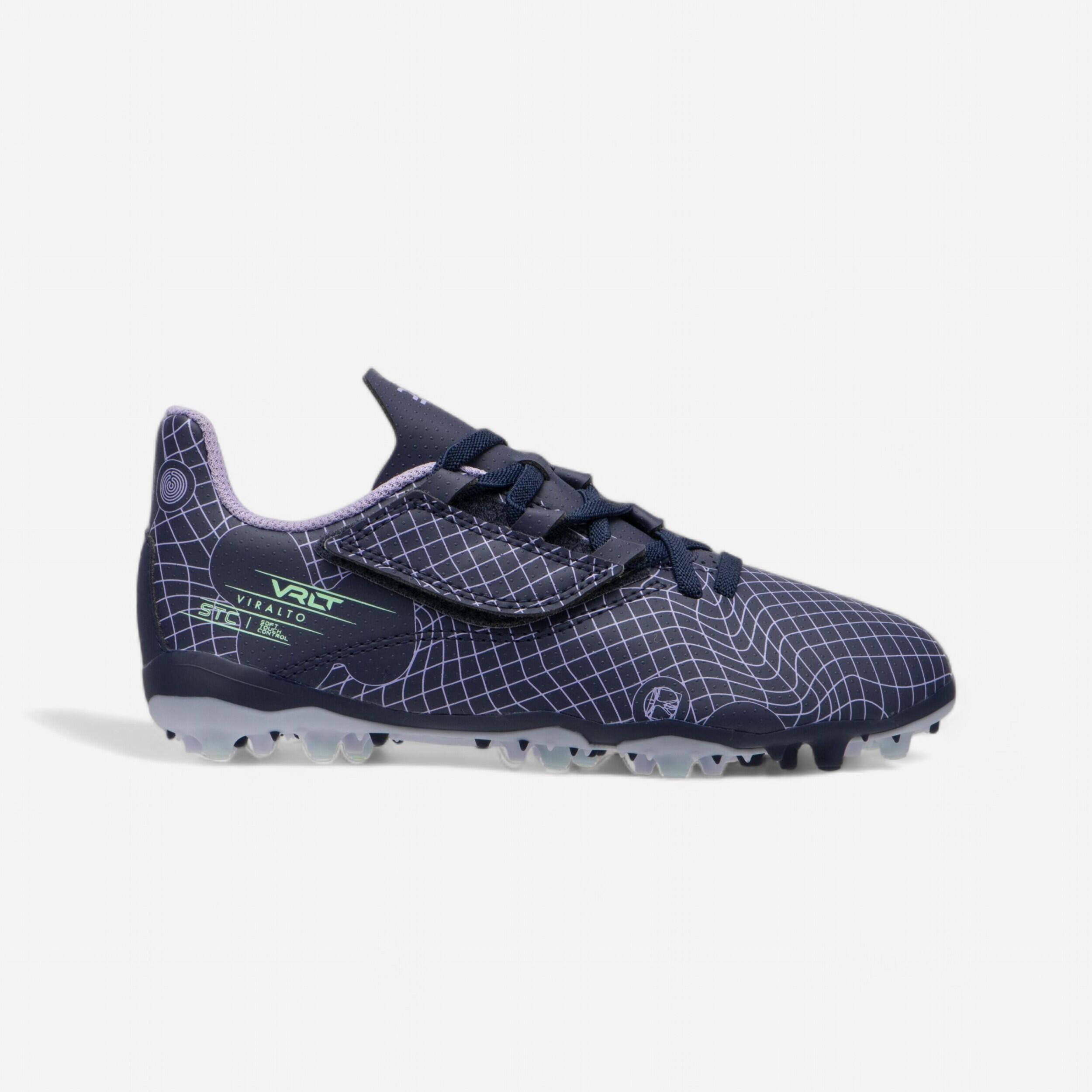 KIPSTA Detské futbalové kopačky Viralto I Easy MG/AG suchý zips Nebula modrá 274@30-KIPSTA