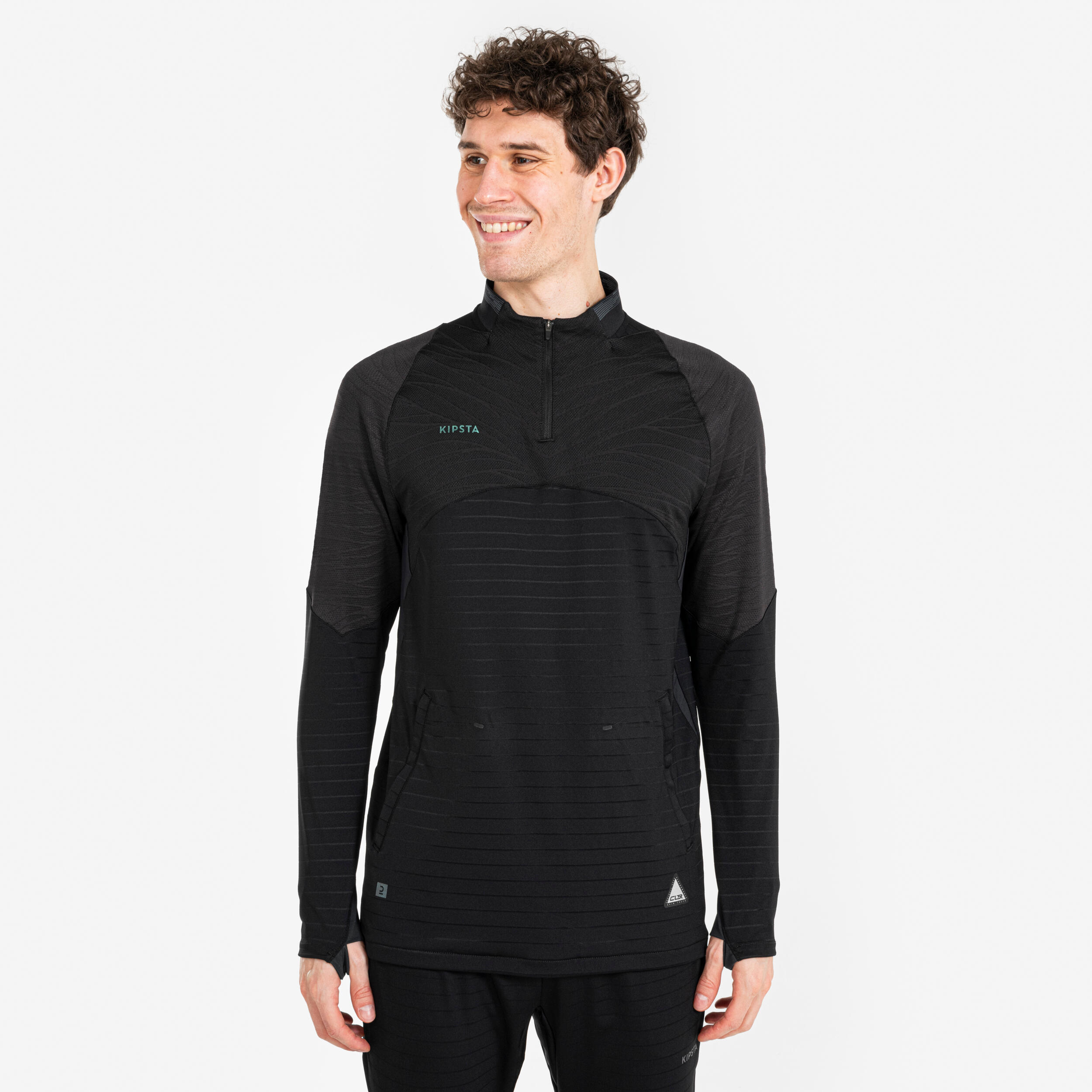KIPSTA Futbalová mikina CLR s 1/2 zipsom čierna 349@2XL-KIPSTA