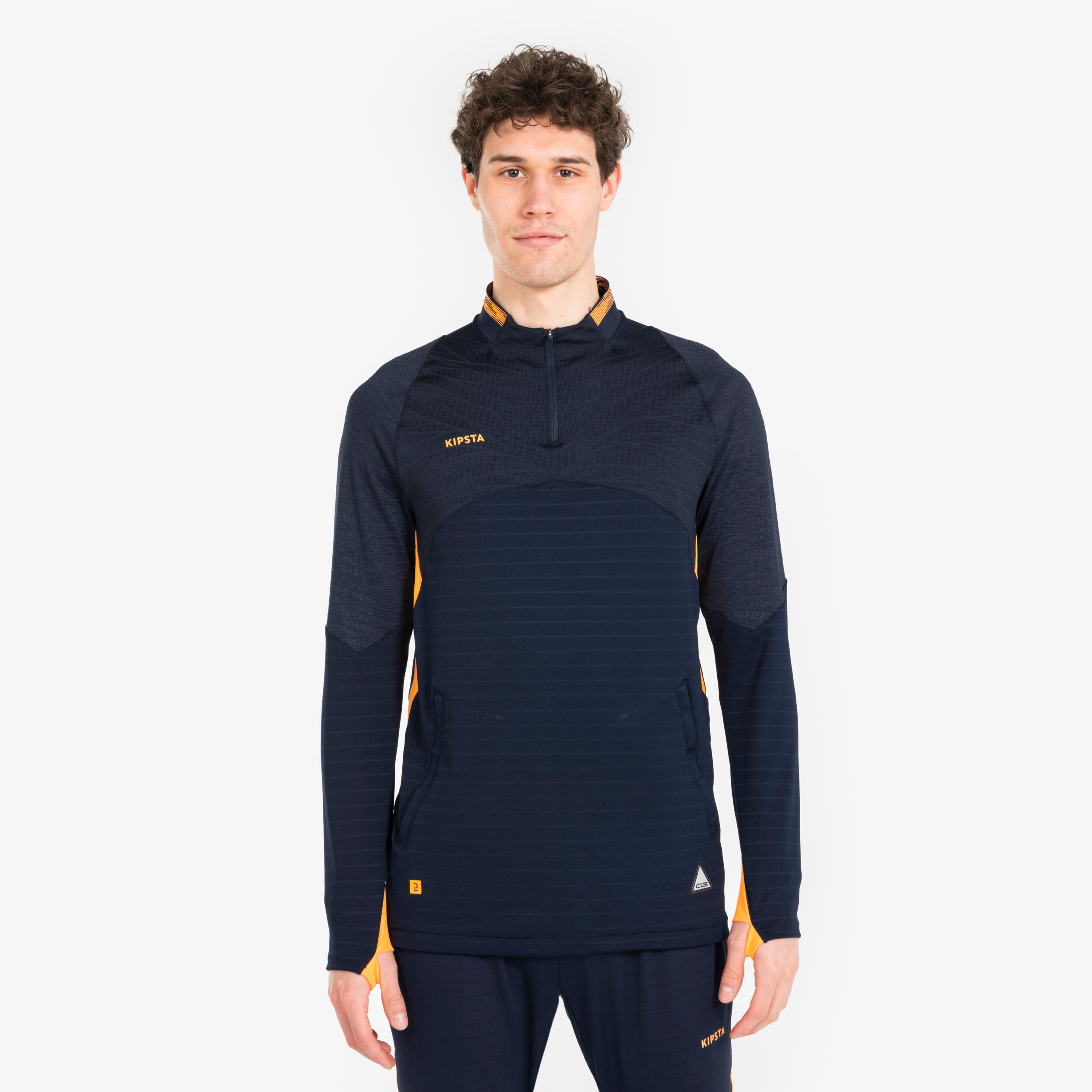 KIPSTA Futbalová mikina CLR s 1/2 zipsom modro-oranžová modrá 349@2XL-KIPSTA