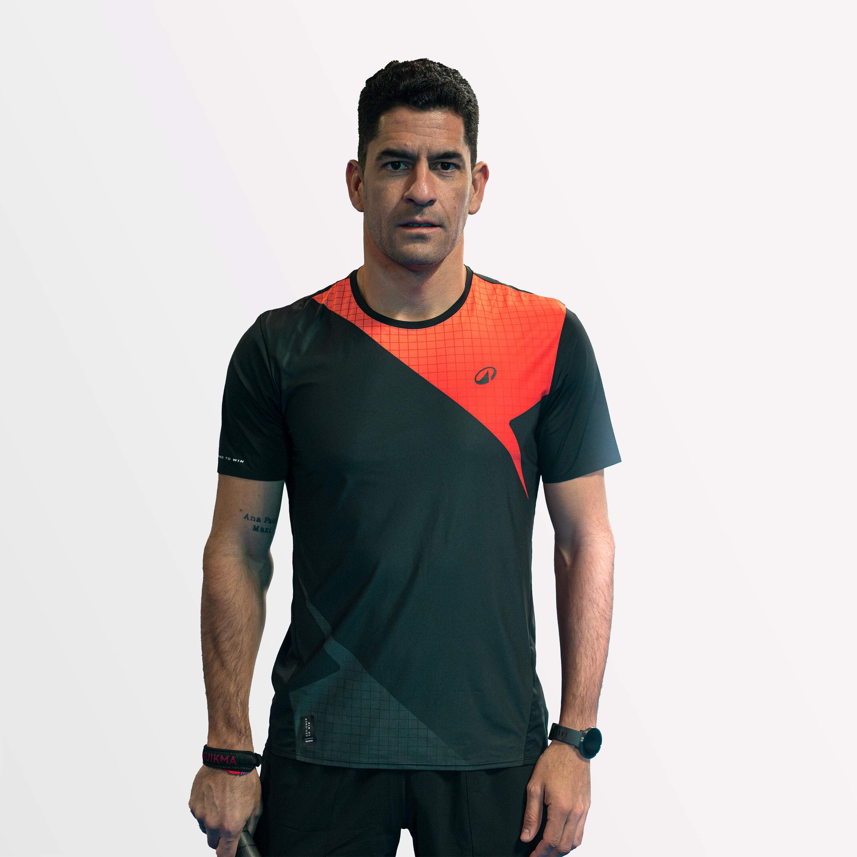 KUIKMA Pánske tričko na padel Pro krátky rukáv Maxi Sanchez červené čierna 349@XL-KUIKMA