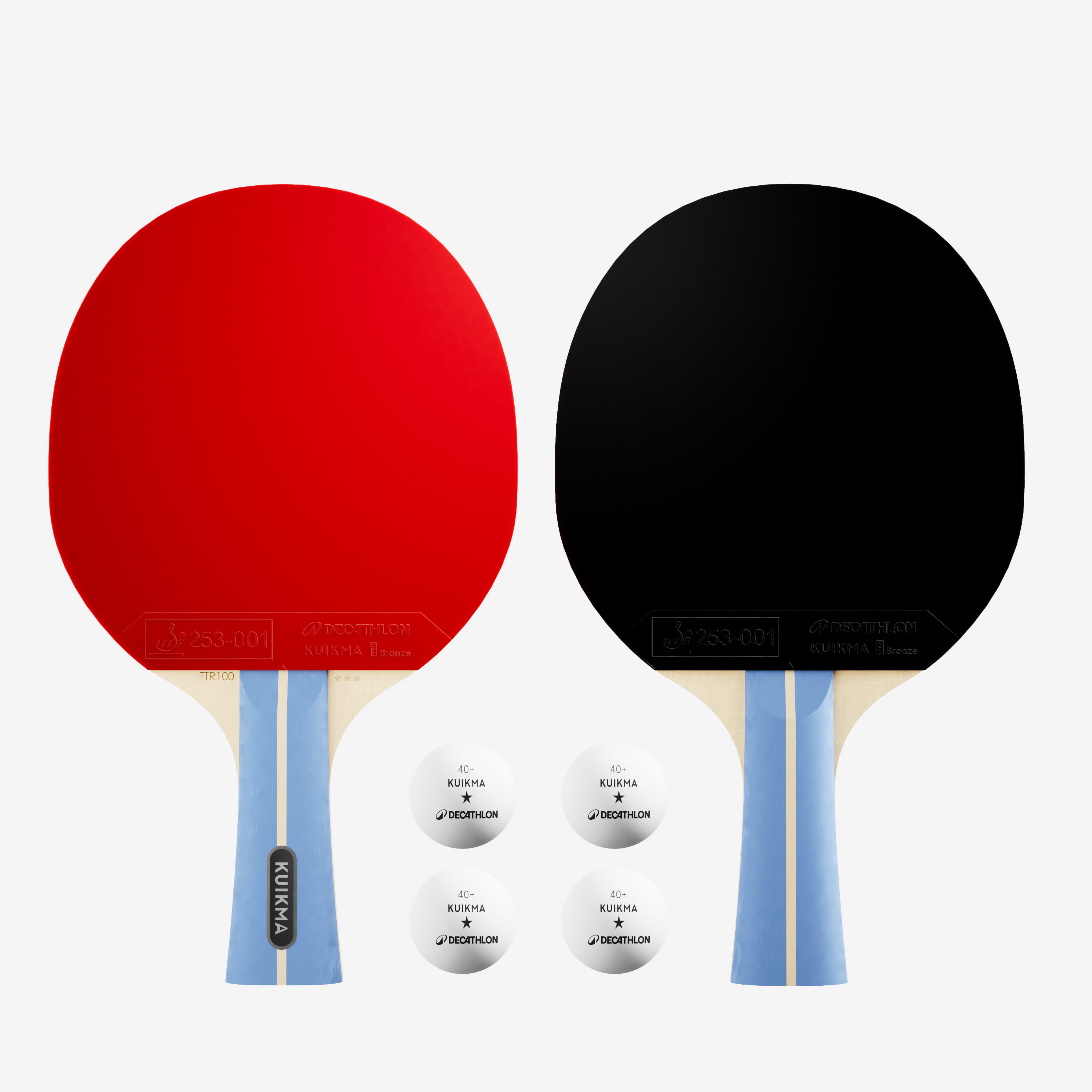 KUIKMA Súprava 2 stolnotenisových rakiet a loptičiek 100 ITTF 3* pre školy 158@Shakehand-KUIKMA