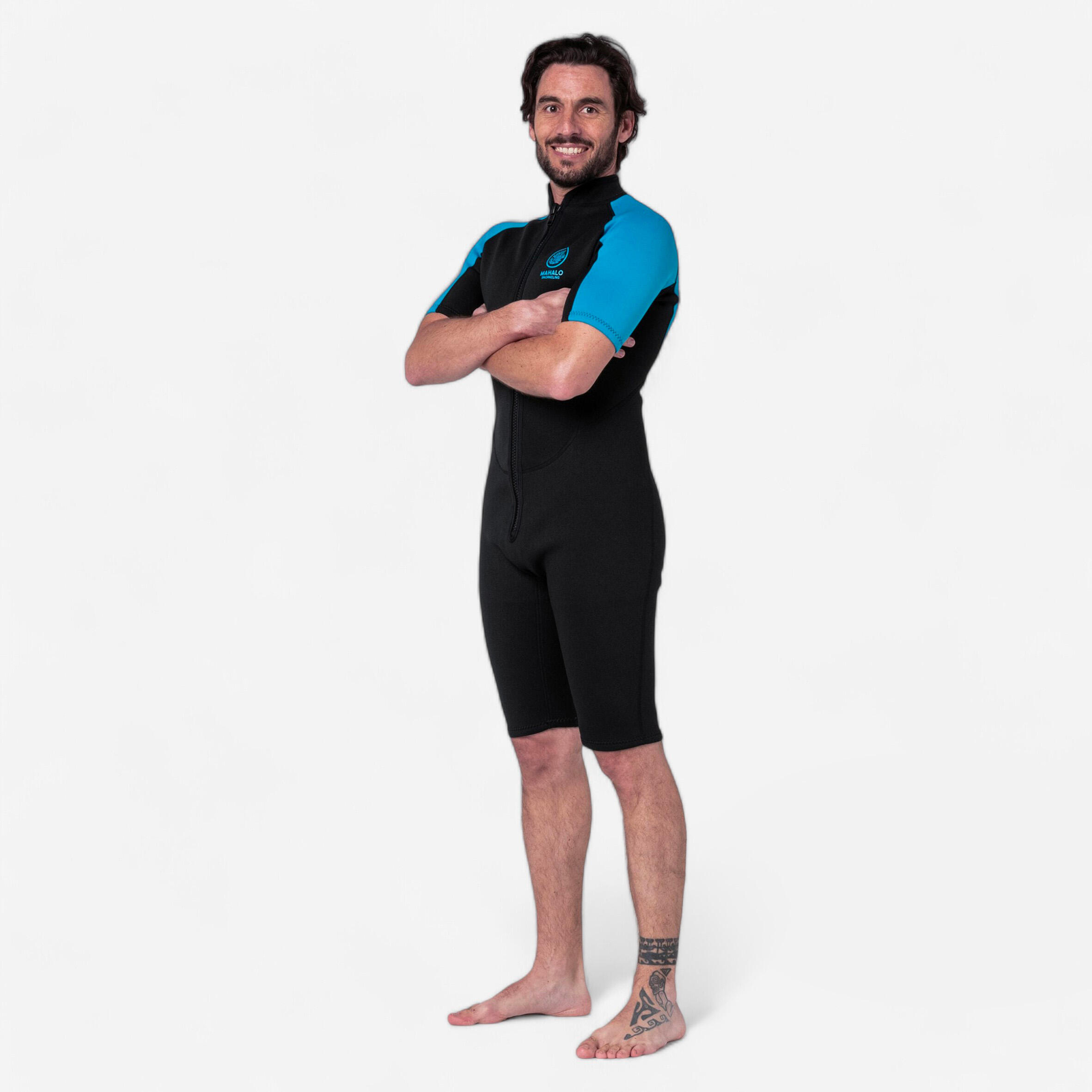 MAHALO SNORKELING Pánska krátka kombinéza Mahalo neoprénová 2 mm na šnorchlovanie 2024 čierna 349@S-MAHALO SNORKELING
