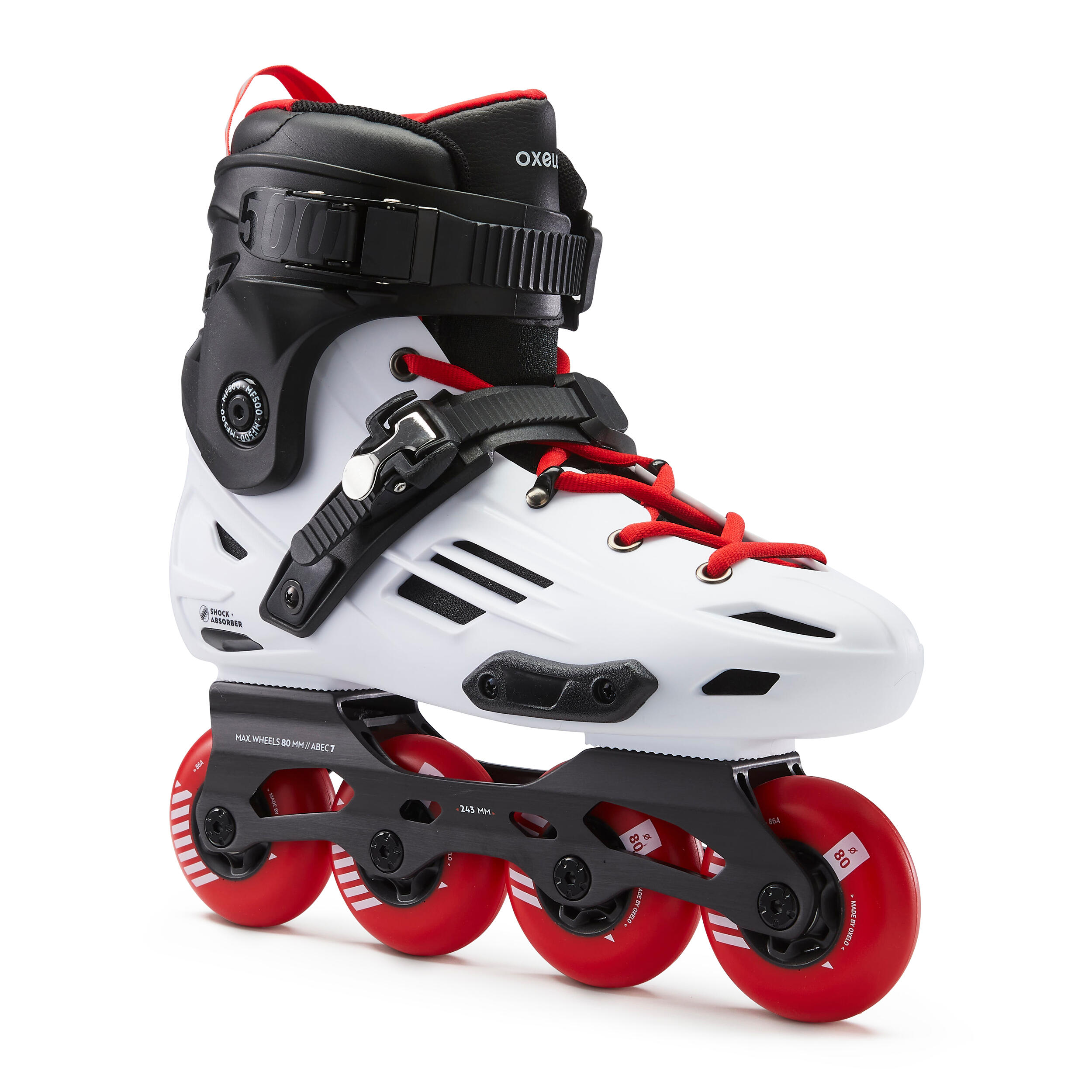 OXELO Kolieskové korčule MF500 Freeride HardBoot bielo-červené biela 272@36-OXELO