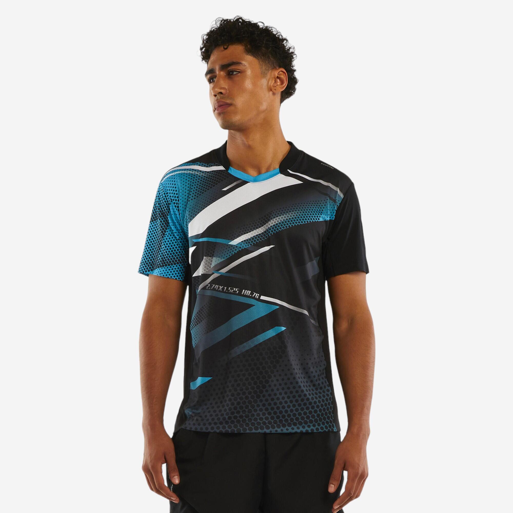 PONGORI Pánske tričko TTP560 na stolný tenis čierno-modré 349@2XL-PONGORI
