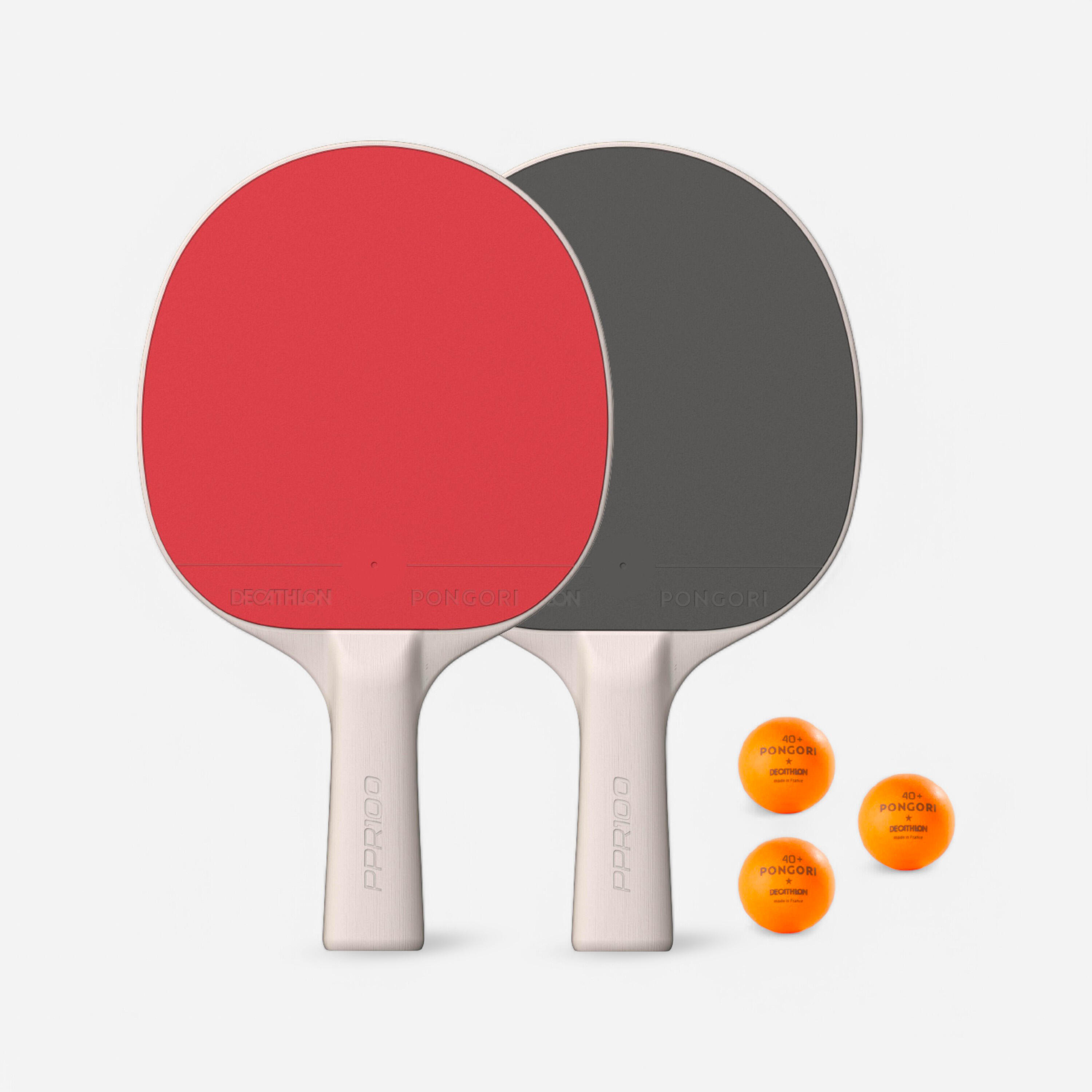 PONGORI Súprava PPR 100 na stolný tenis 2 rakety + 3 loptičky 158@rovný tvar-PONGORI