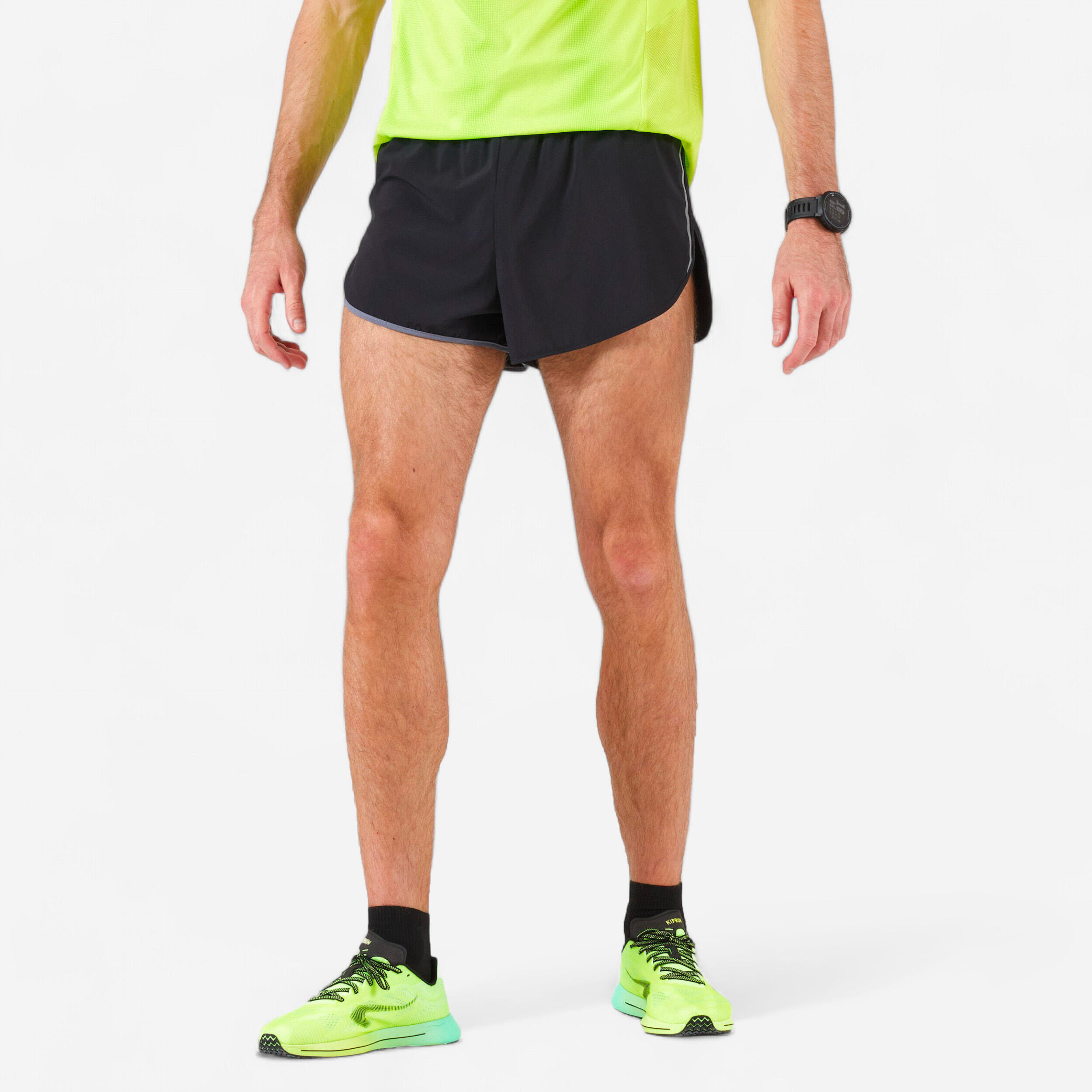 Pánske bežecké šortky Kiprun Split čierno-sivé čierna 340@S-KIPRUN
