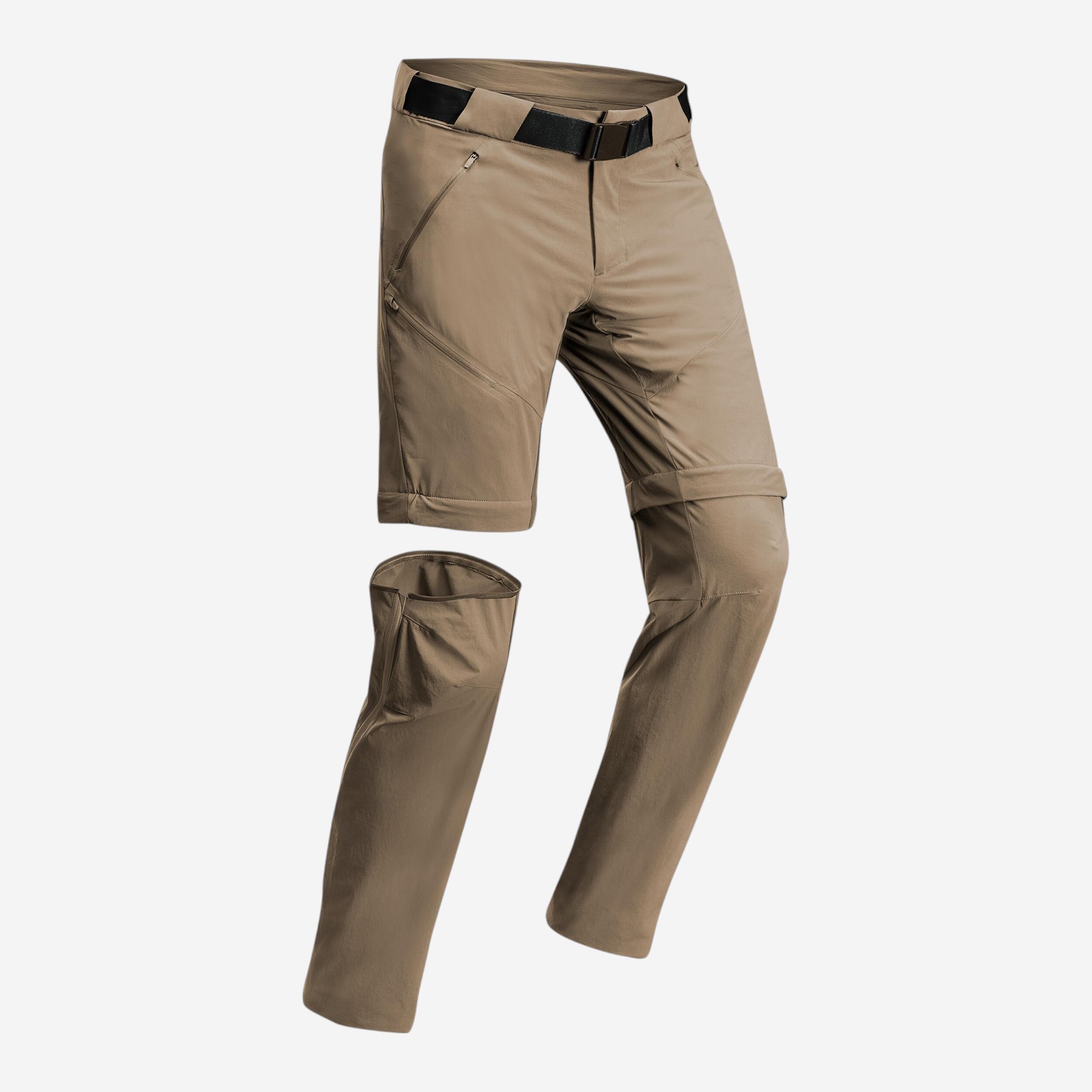QUECHUA Pánske turistické nohavice MH500 odopínateľné béžová 340@S L33-QUECHUA