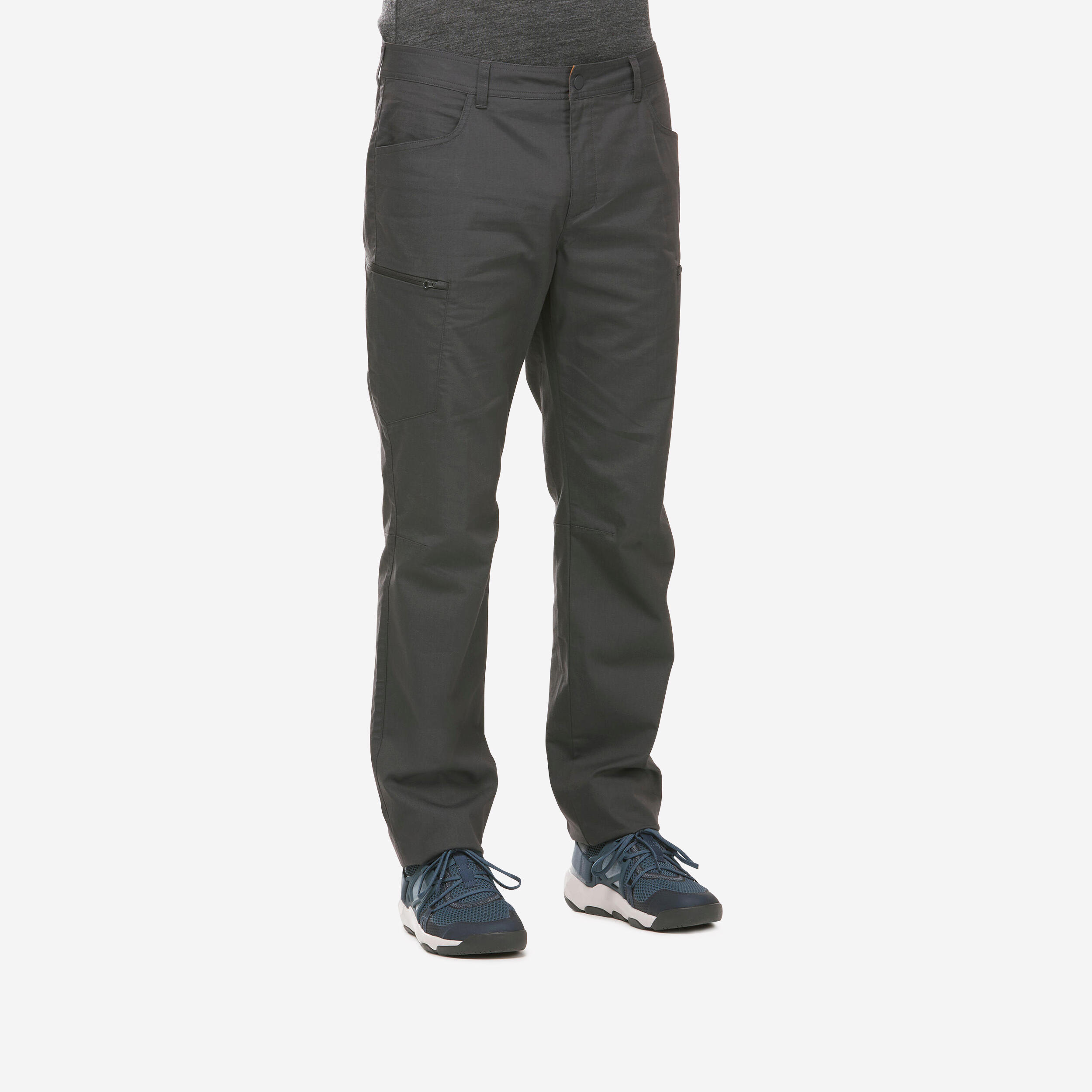 QUECHUA Pánske turistické nohavice NH500 Regular šedá 340@XL L32-QUECHUA