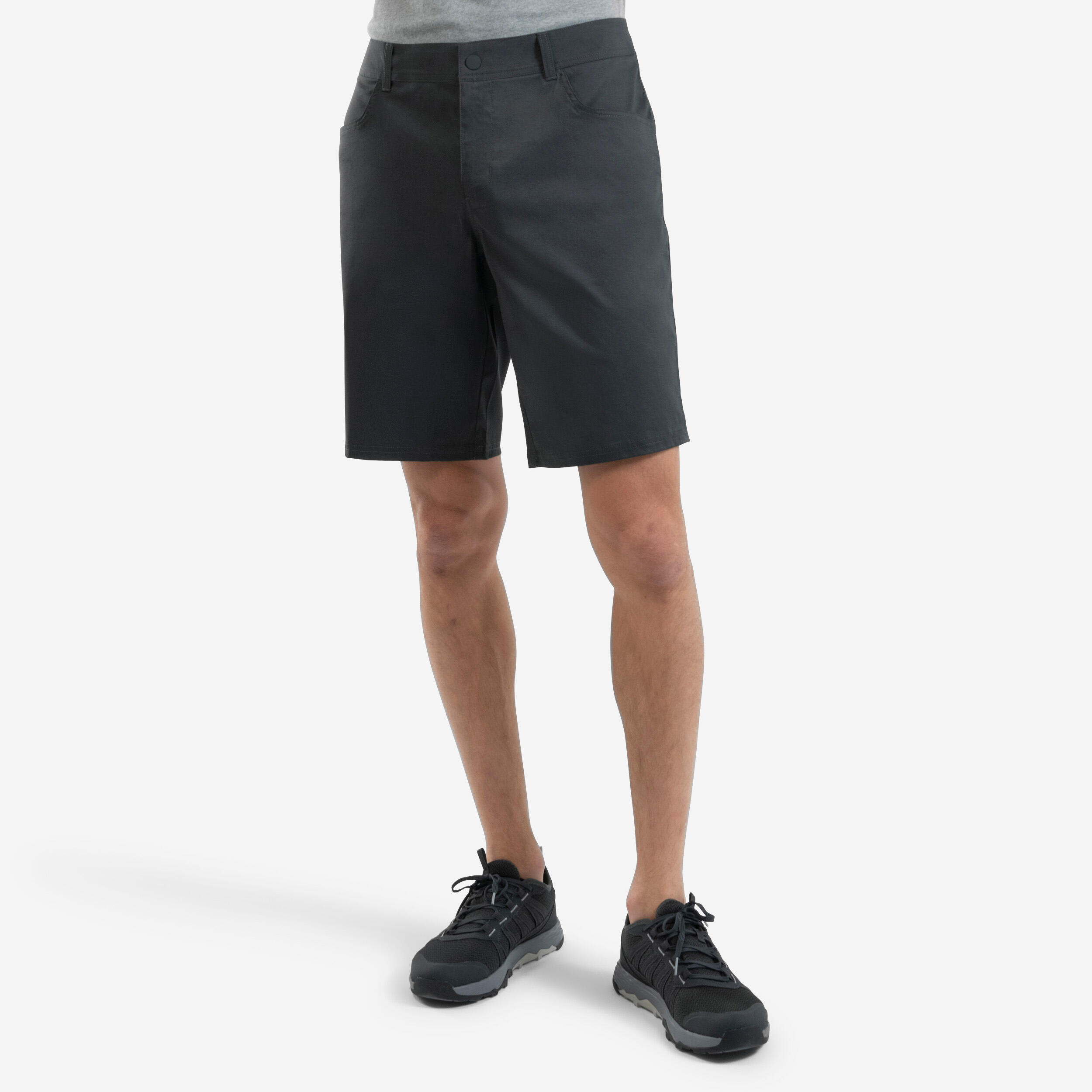 QUECHUA Pánske turistické šortky NH100 šedá 340@M-QUECHUA