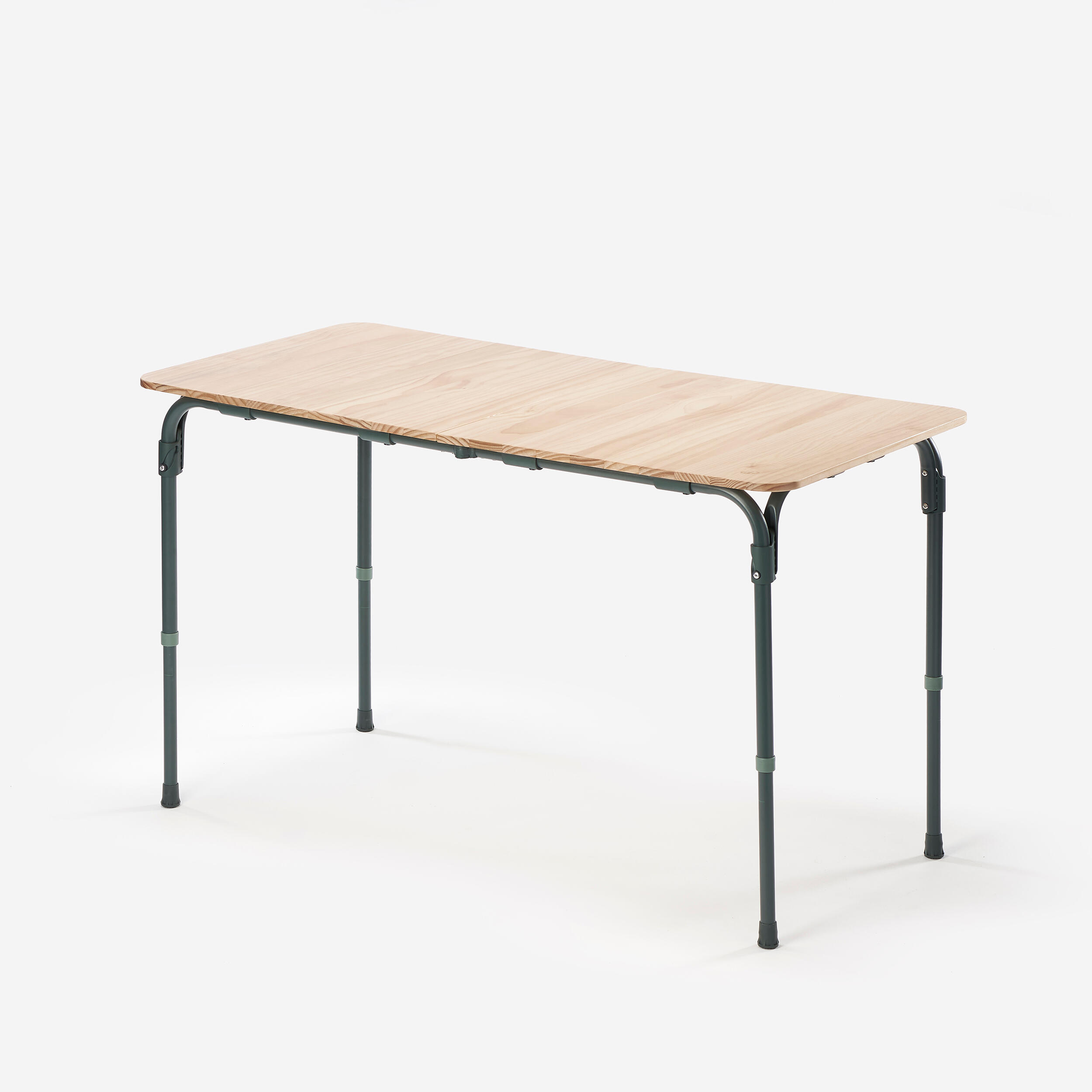 QUECHUA Skladací kempingový stôl (50 až 71 cm) pre až 4/6 osôb s drevenou doskou-QUECHUA