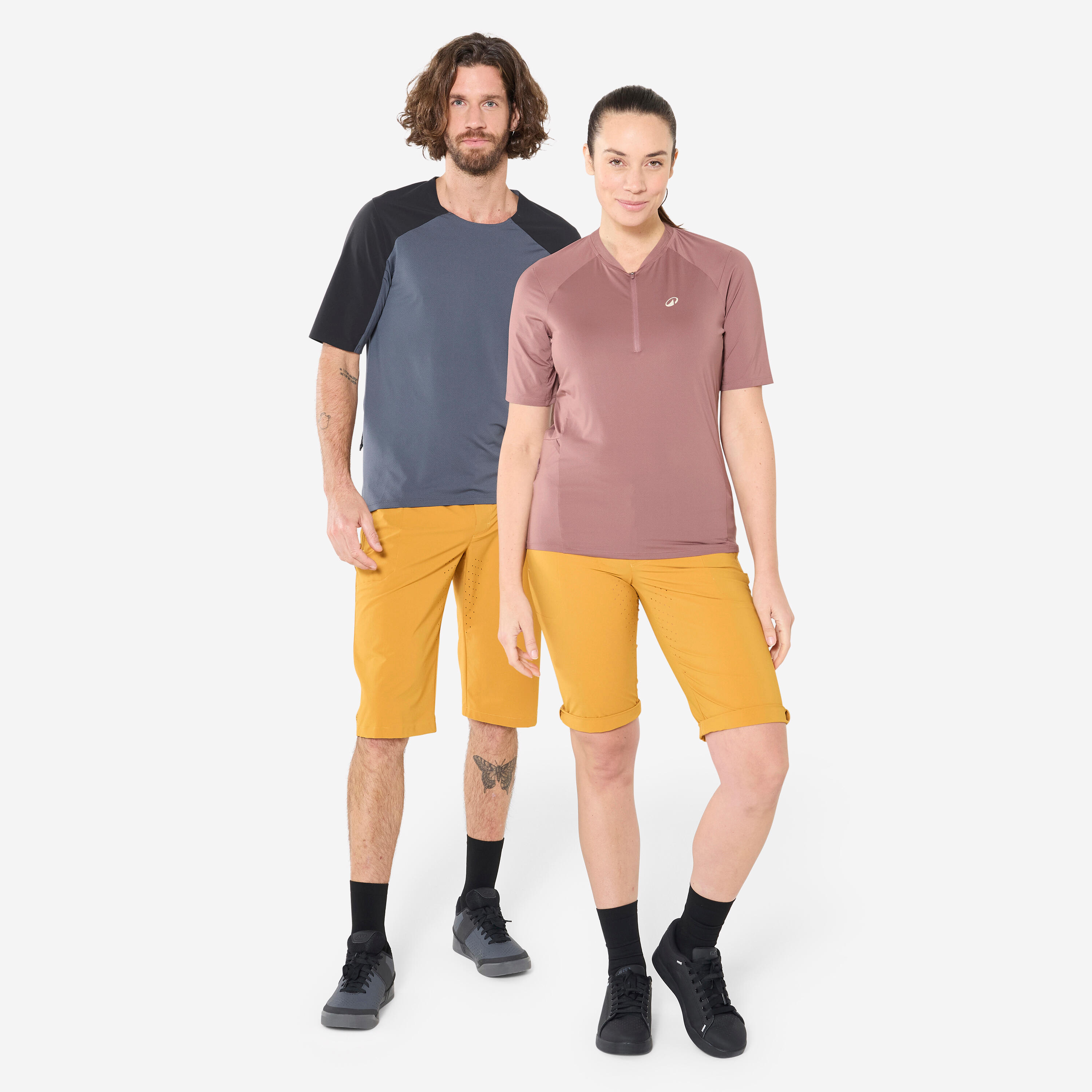 ROCKRIDER Unisex priedušné cyklošortky okrové žltá 340@3XL-ROCKRIDER
