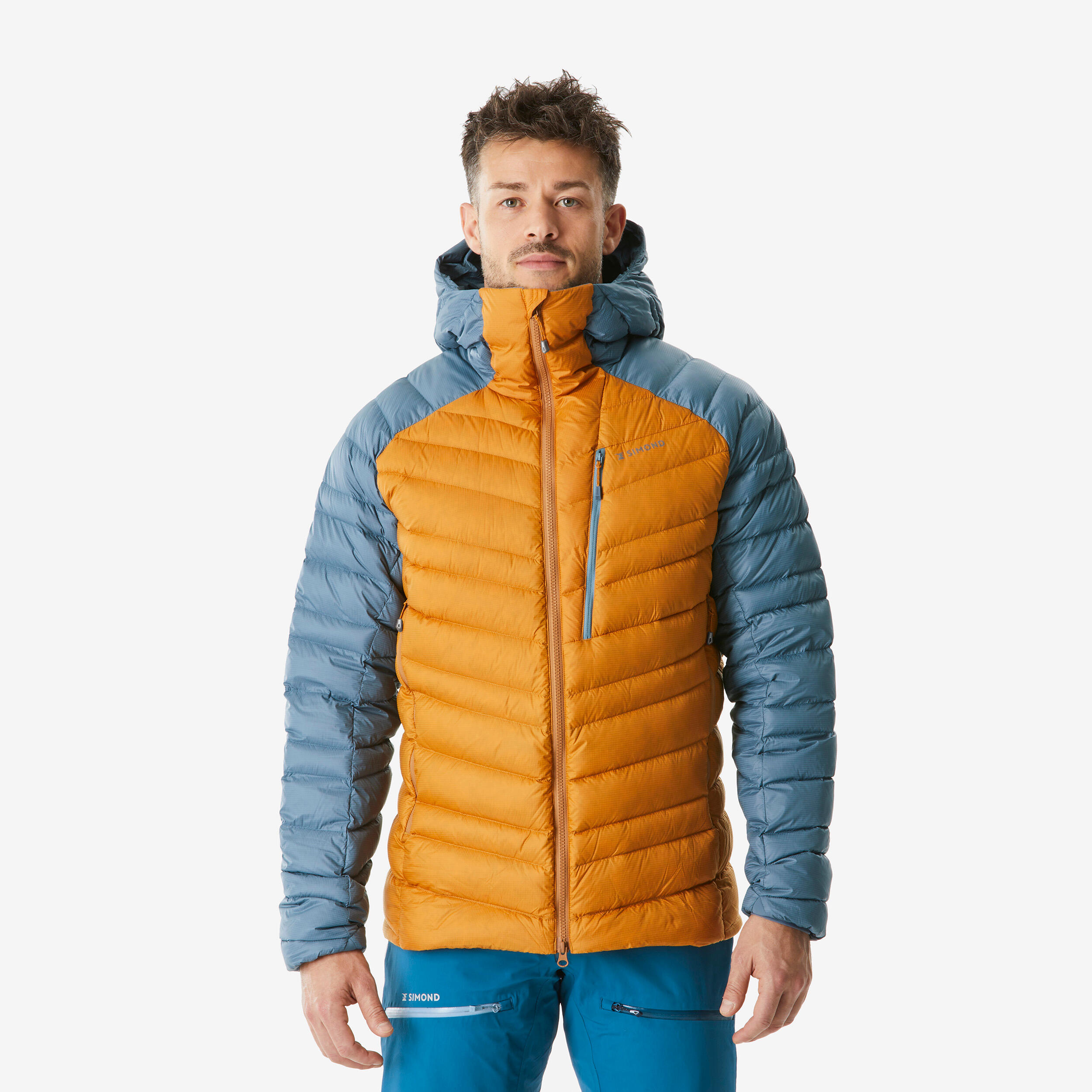 SIMOND Pánska páperová bunda Alpinism okrovo-sivá hnedá 349@2XL-SIMOND