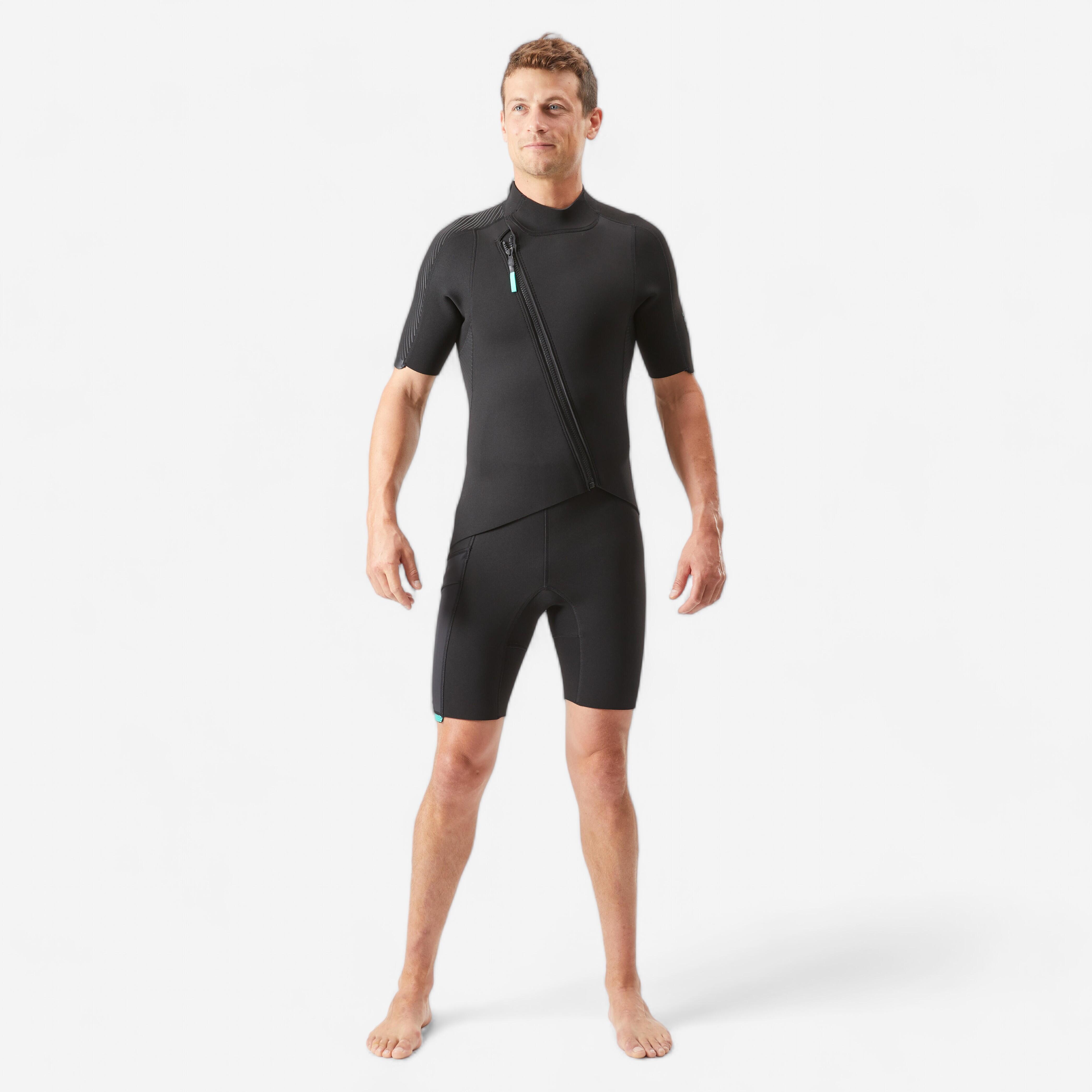 SUBEA Pánsky neoprén Shorty Easy 2 mm s diagonálnym zapínaním vpredu čierna 200@L-SUBEA