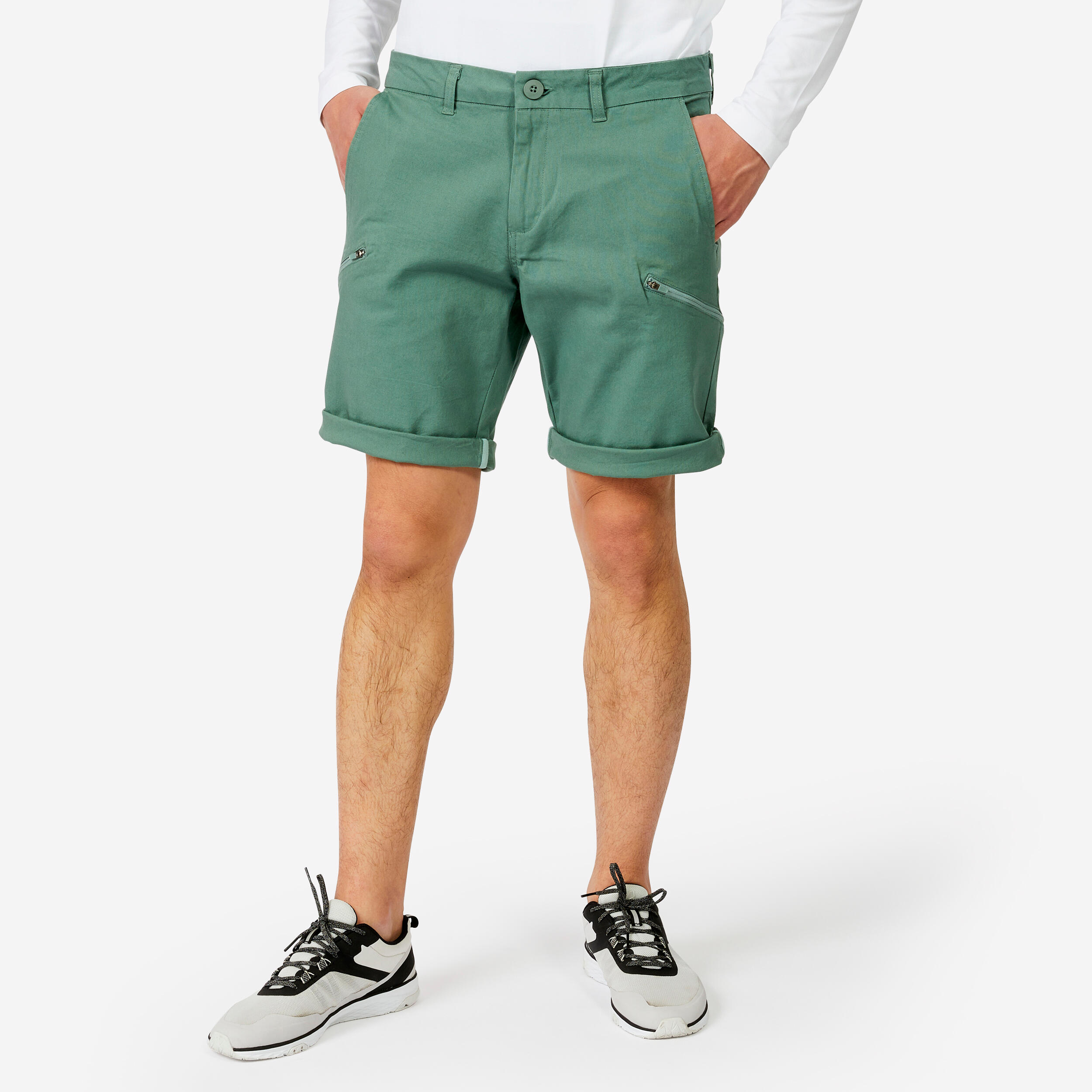 TRIBORD Pánske krátke bermudy Sailing 100 kaki zelená 340@S-TRIBORD