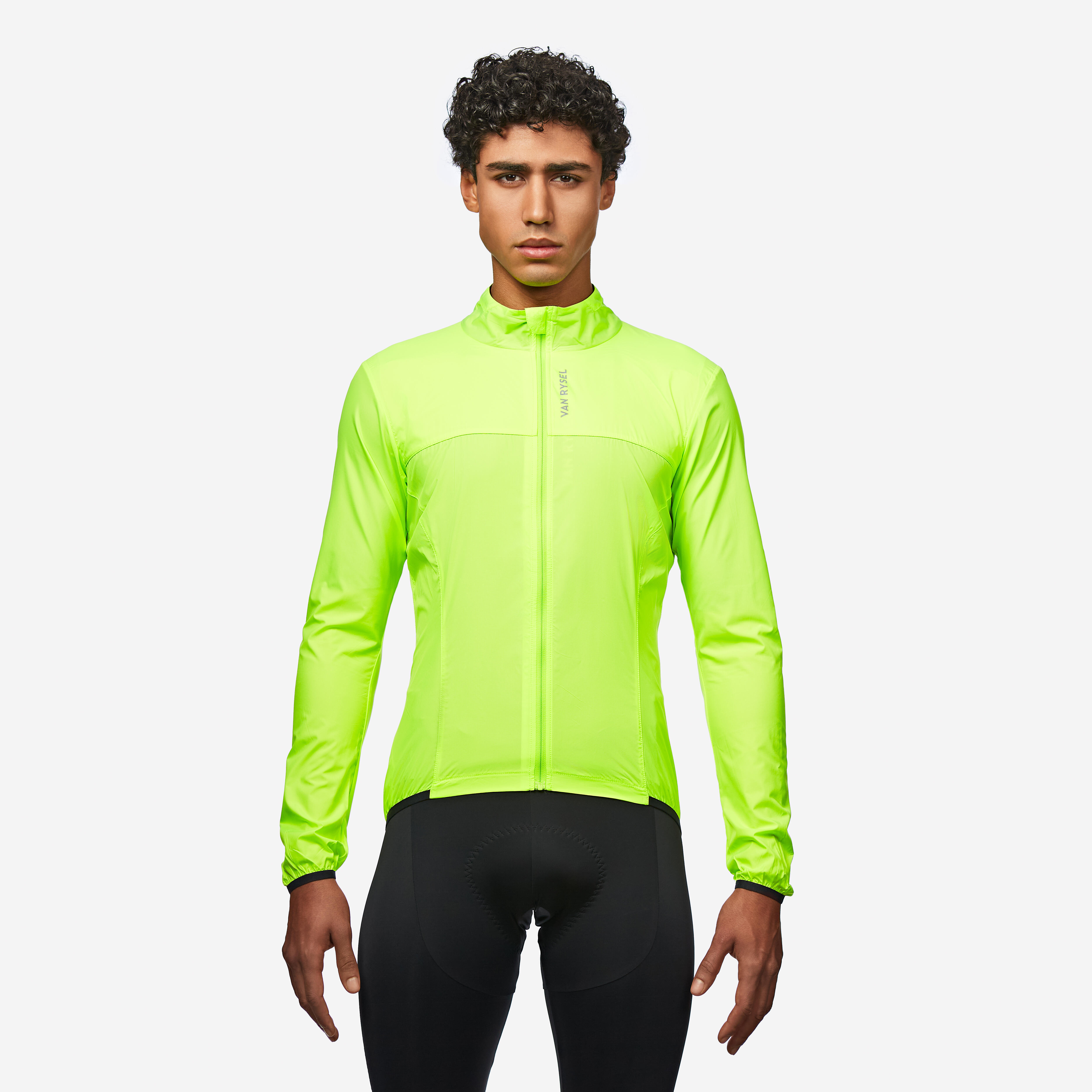 VAN RYSEL Pánska bunda RACER ULTRA-LIGHT vetruvzdorná neónovo-žltá žltá 200@2XL-VAN RYSEL