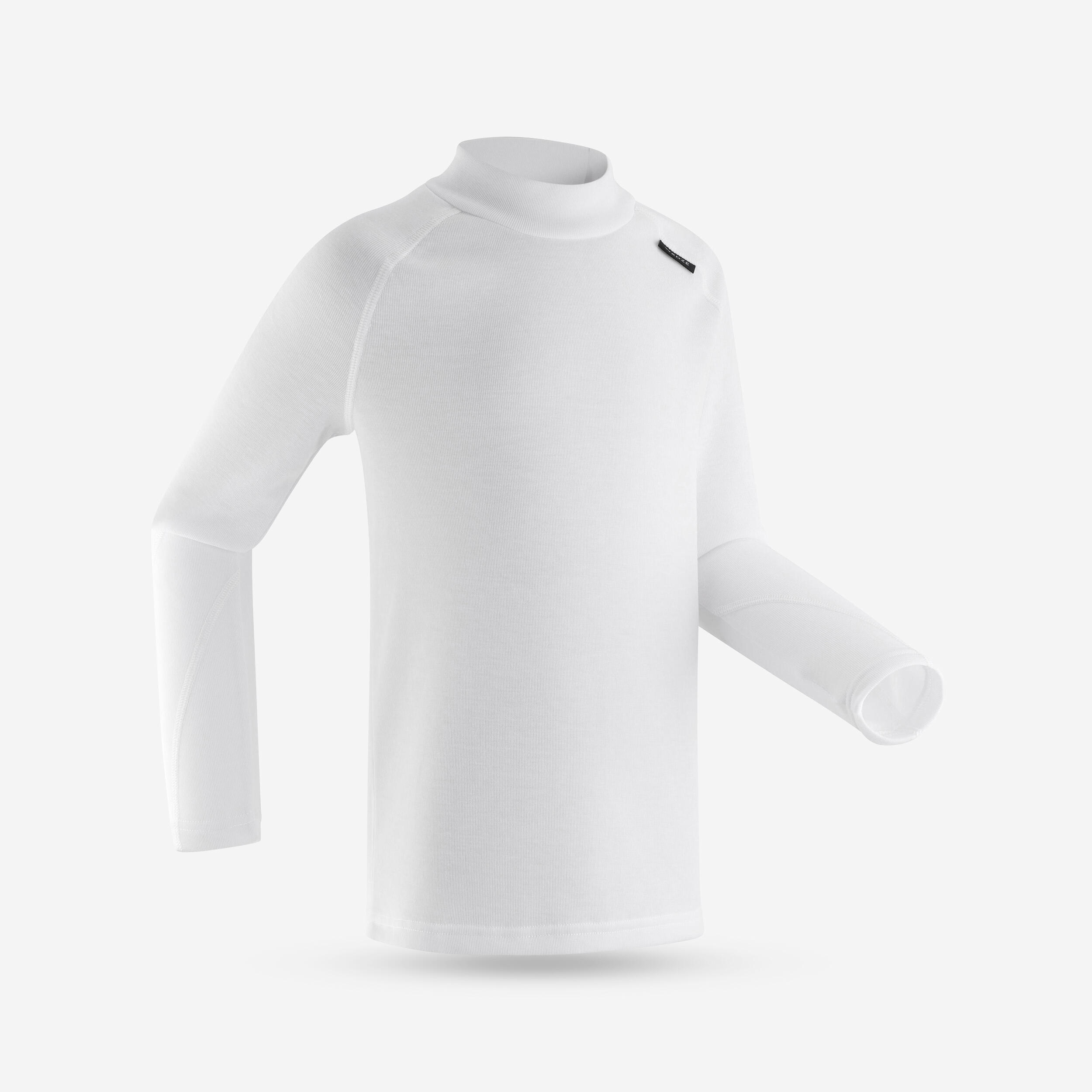 WEDZE Detské lyžiarske spodné termotričko BL 100 s vysokým golierom biele 280@10 rokov-WEDZE