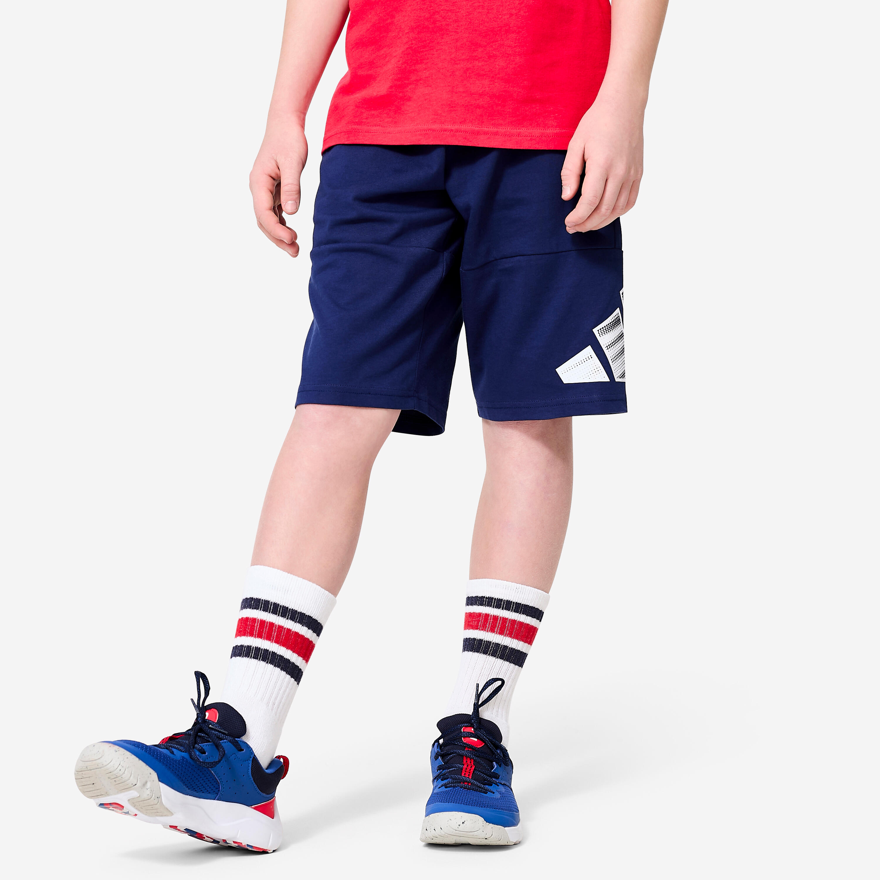ADIDAS detské bavlnené šortky tmavomodré 176 cm-ADIDAS