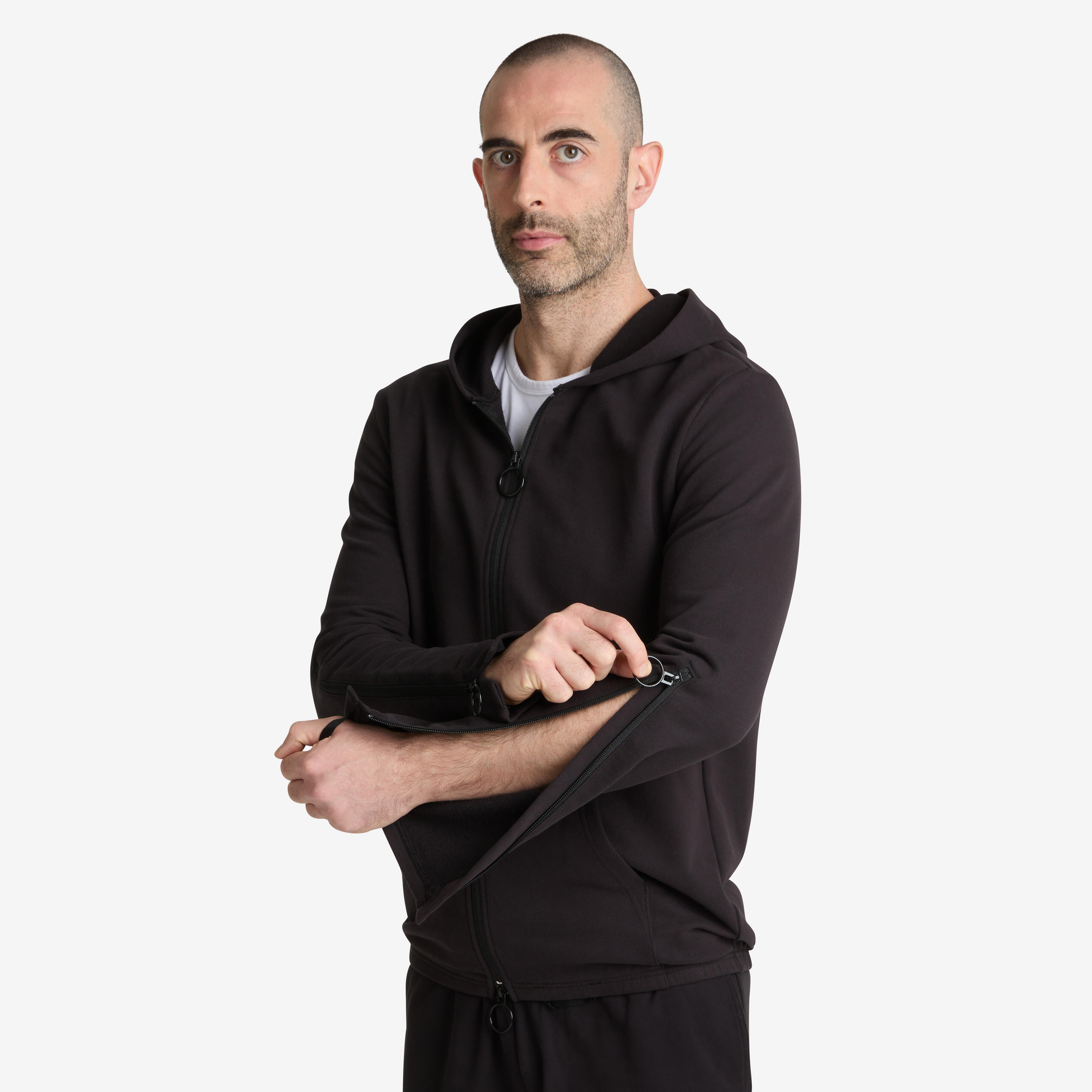 DECATHLON Pánska mikina s jednoduchým obliekaním čierna 200@M-DECATHLON