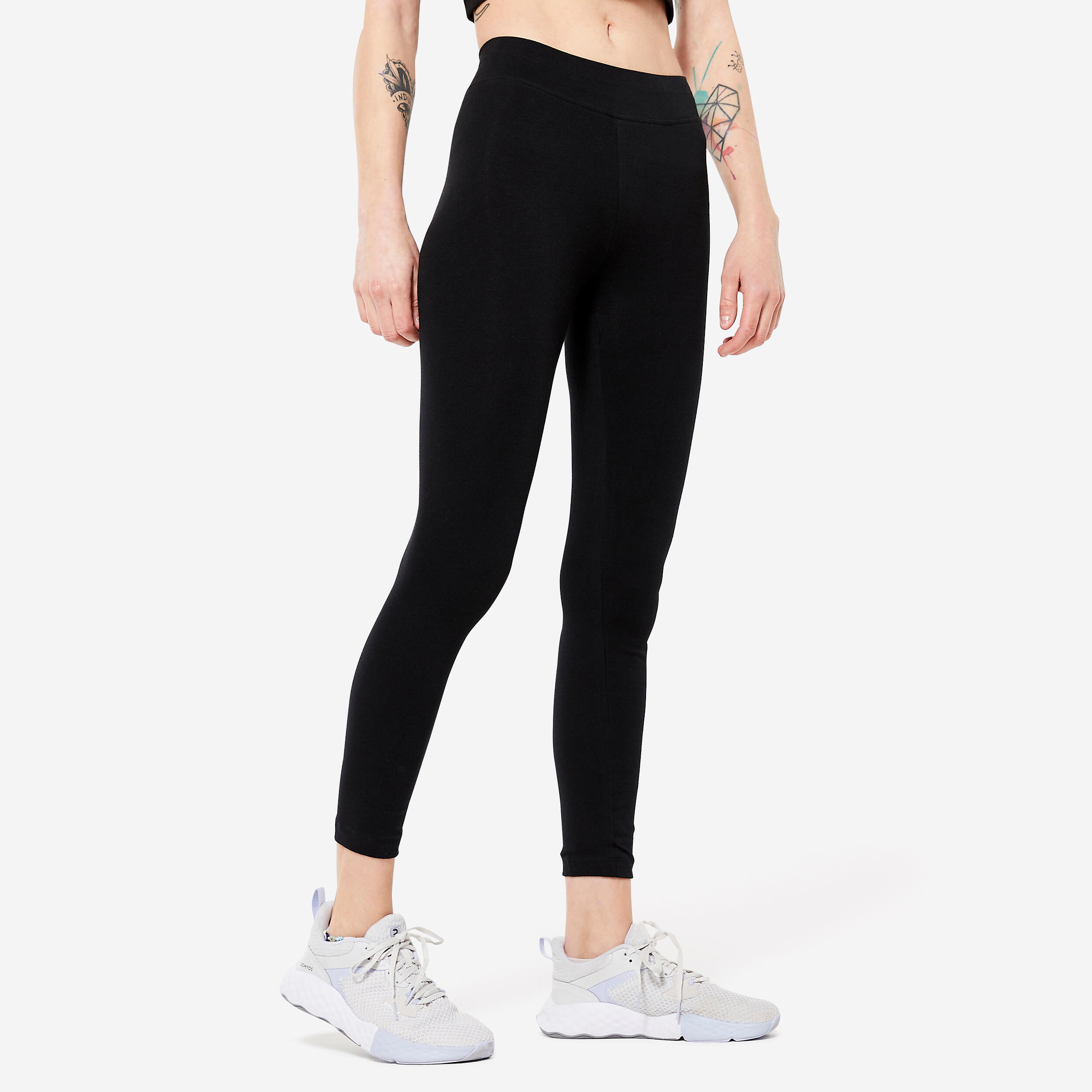 DOMYOS Dámske legíny Slim na cvičenie – ultra čierne 343@3XL W41 L31-DOMYOS