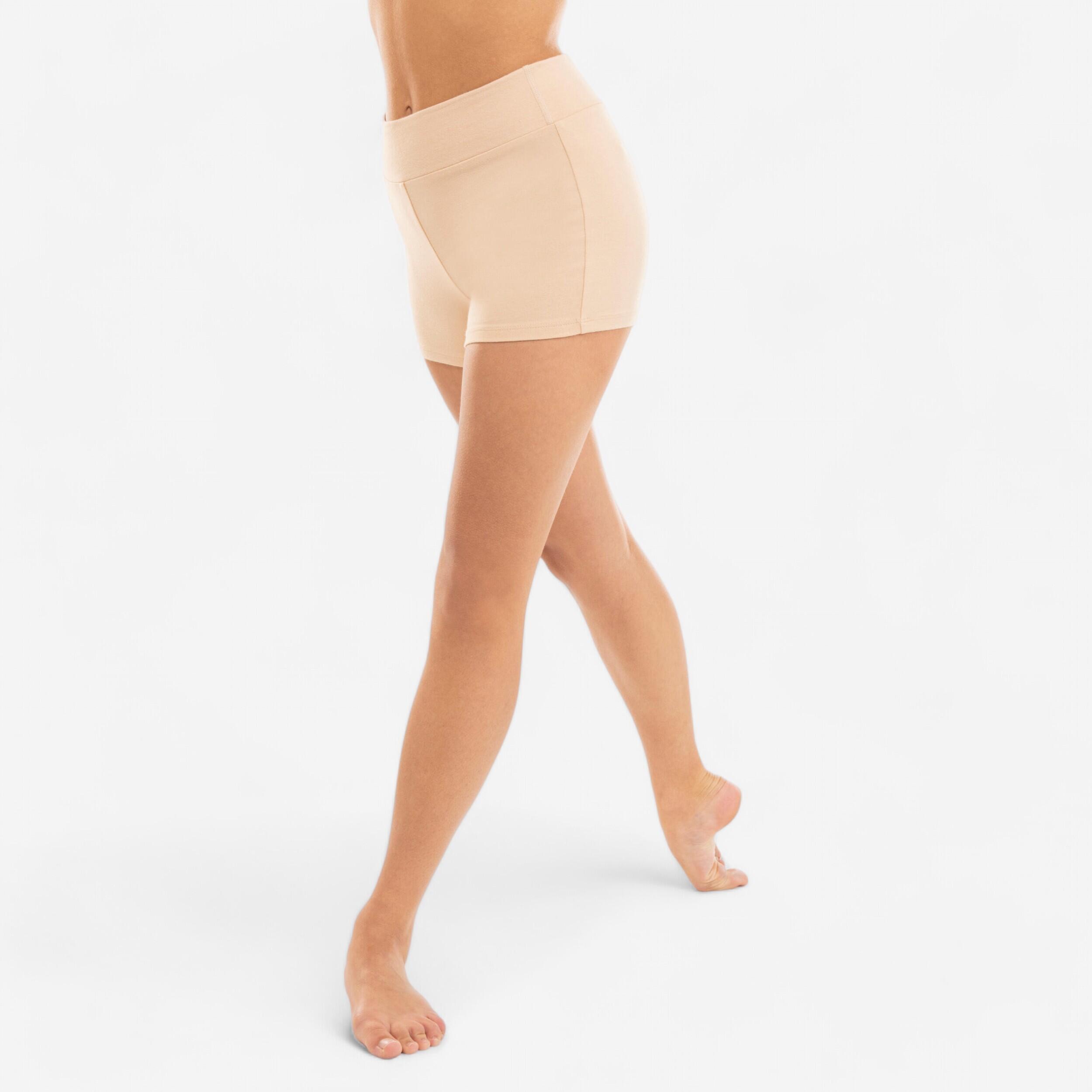 DOMYOS Dievčenské šortky na moderný jazzový tanec béžové 141-148 cm-DOMYOS