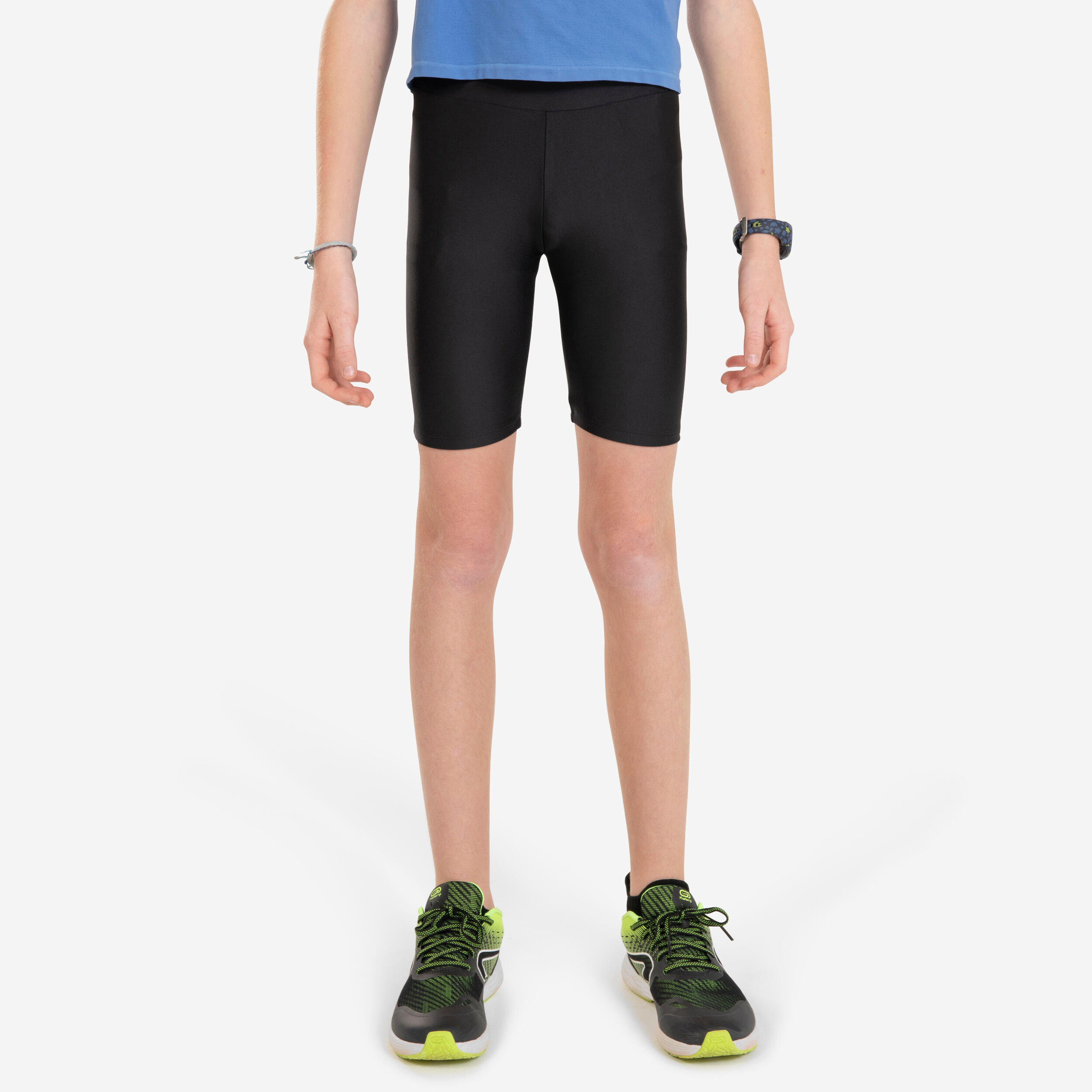 Detské bežecké priedušné priliehavé šortky Kiprun Dry čierne @161-172 cm-KIPRUN
