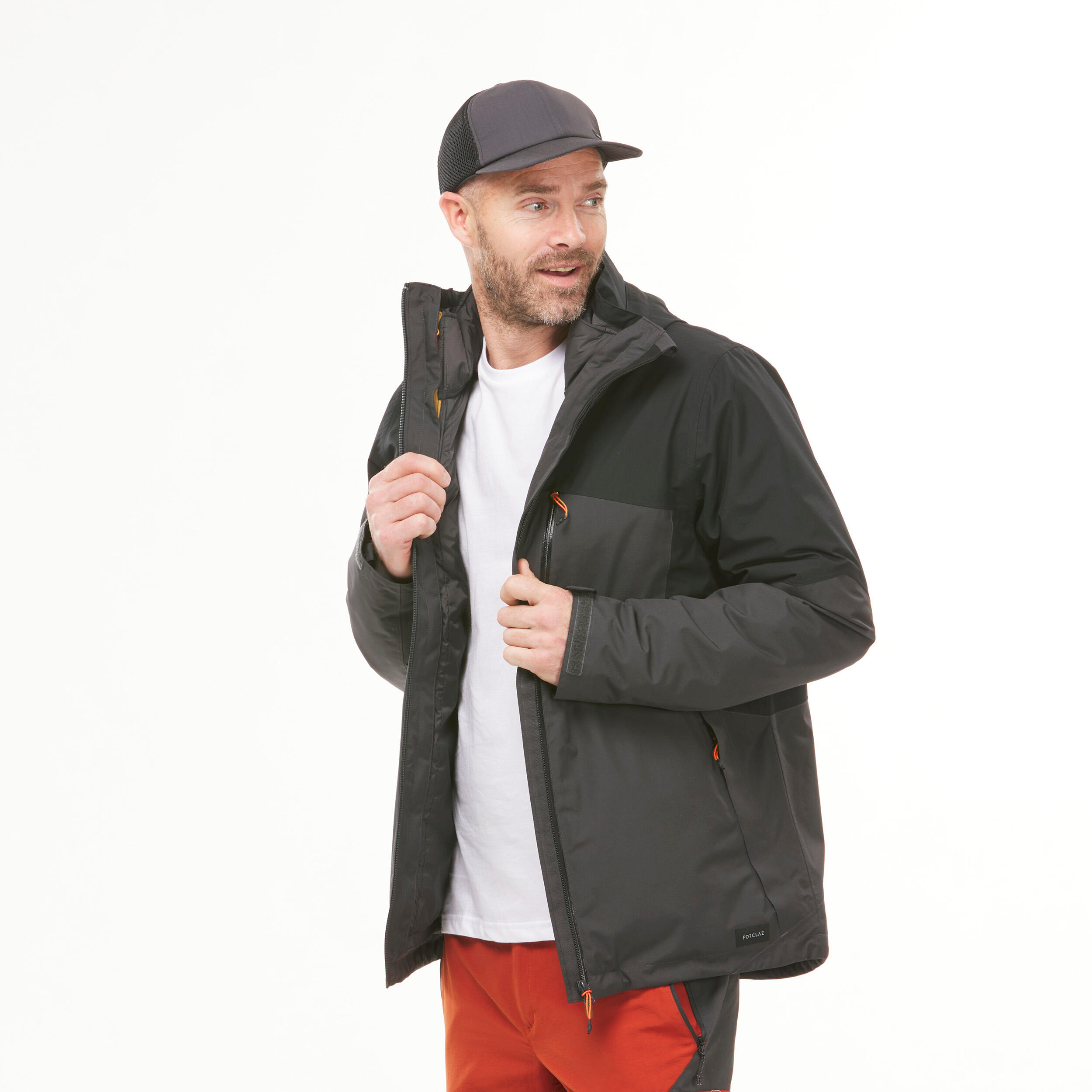FORCLAZ Pánska turistická bunda 3v1 MH500 Mountain nepremokavá sivá šedá 200@2XL-FORCLAZ