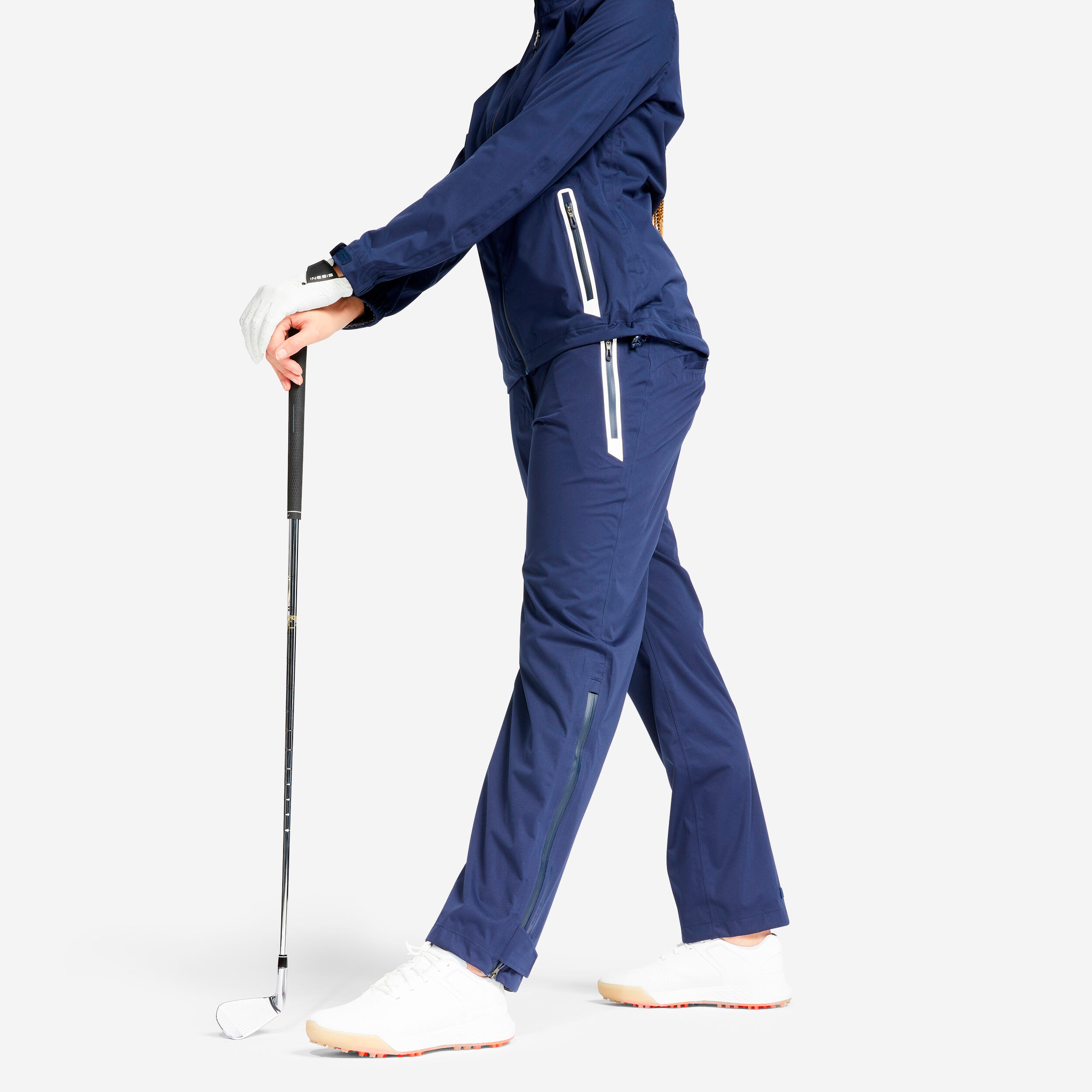 INESIS Dámske golfové nohavice do dažďa Rain Weather tmavomodré 343@L L31-INESIS