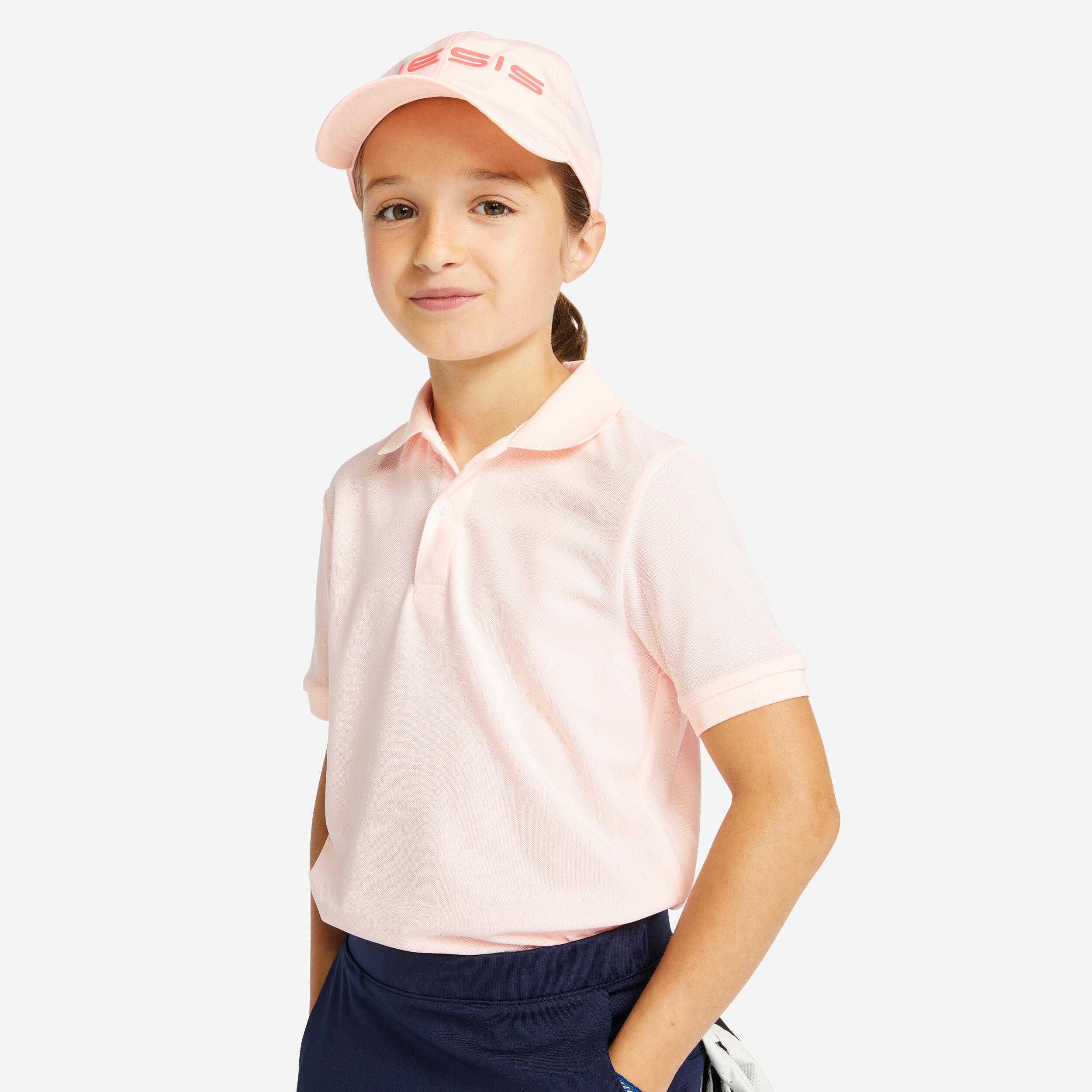 INESIS Detská golfová polokošeľa do mierneho počasia koralová ružová 161-172 cm-INESIS