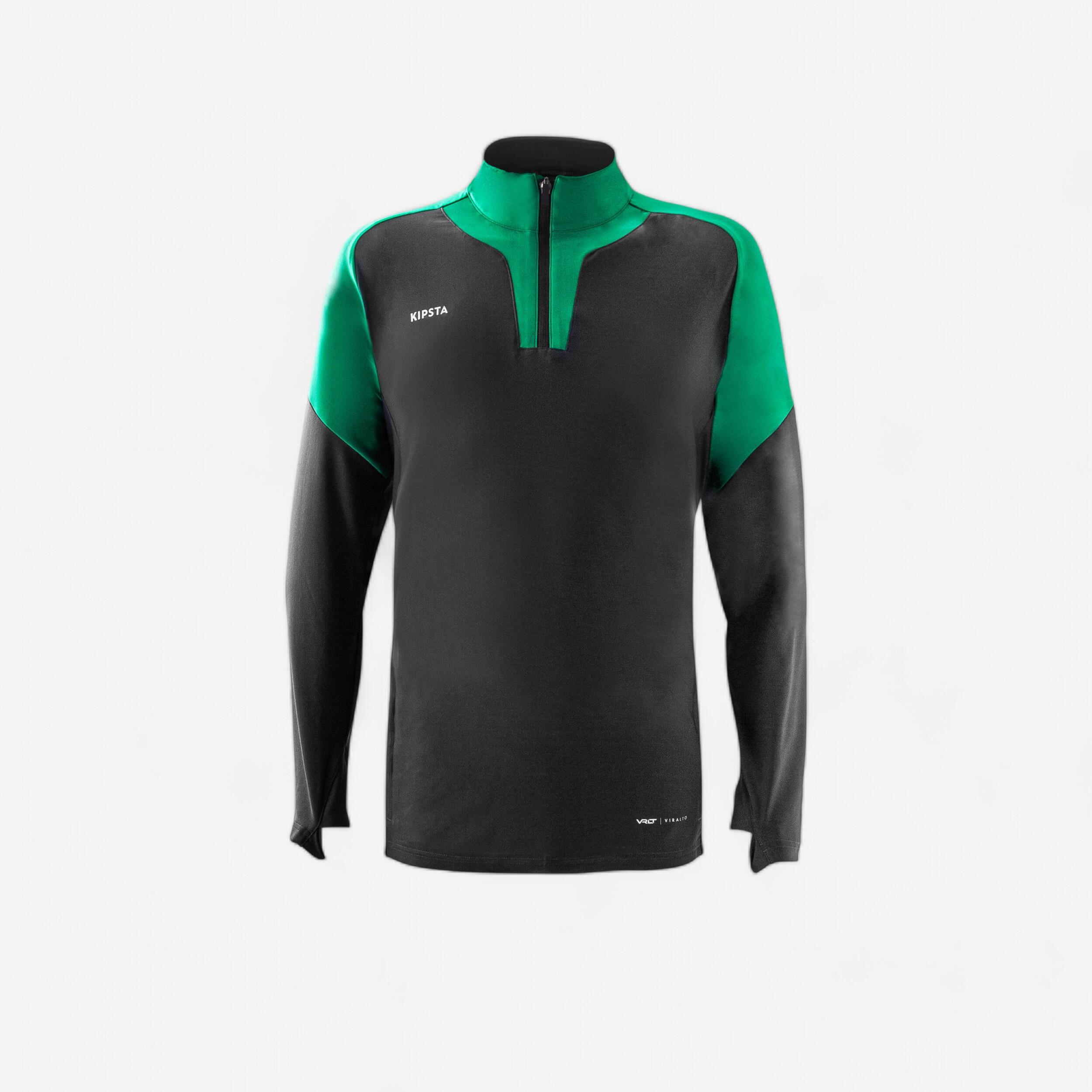 KIPSTA Futbalová mikina VIRALTO CLUB 1/2 zips sivo-zelená @4XL-KIPSTA