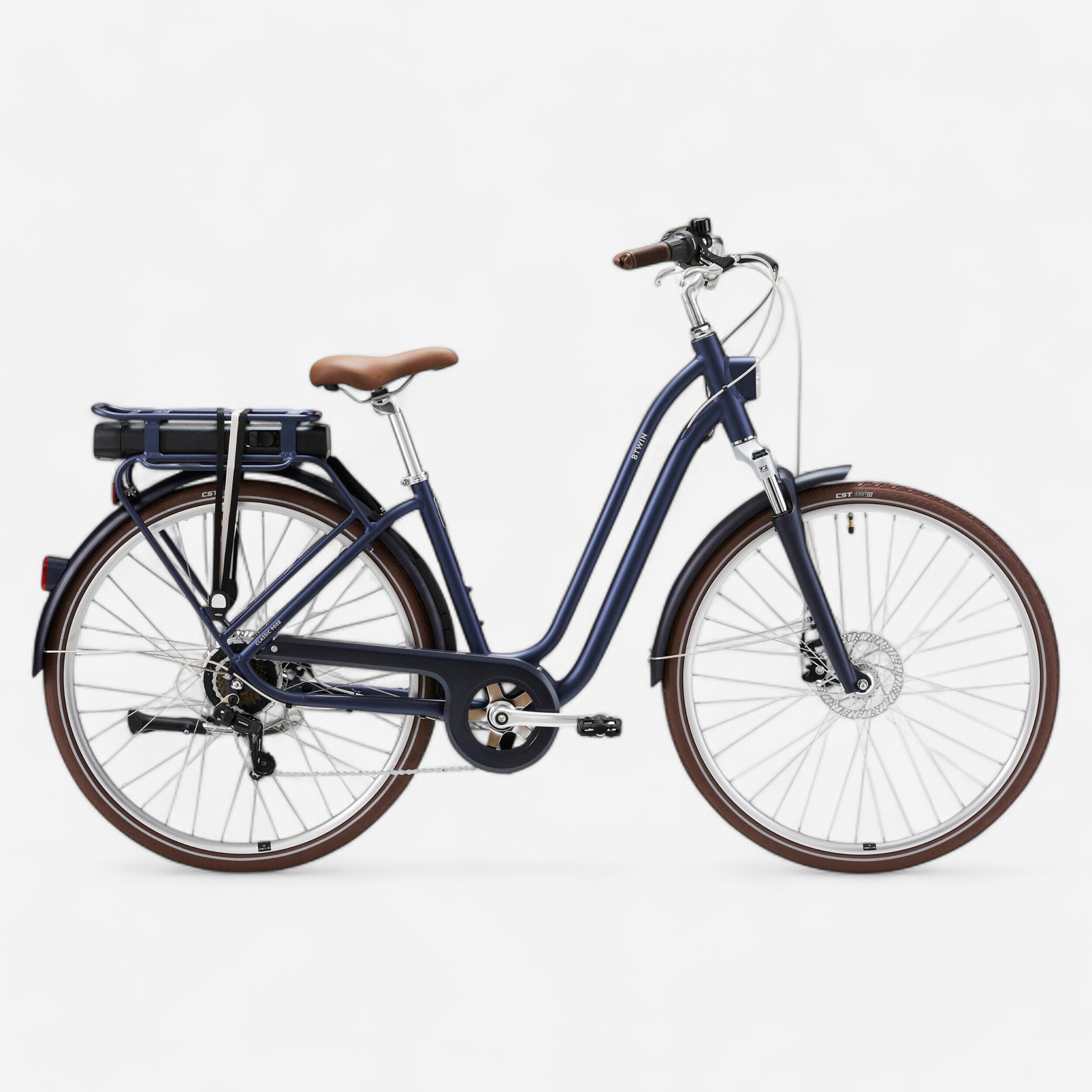 Mestský elektrický bicykel Elops 900 so zníženým rámom tmavomodrý L-XL 2025-ELOPS