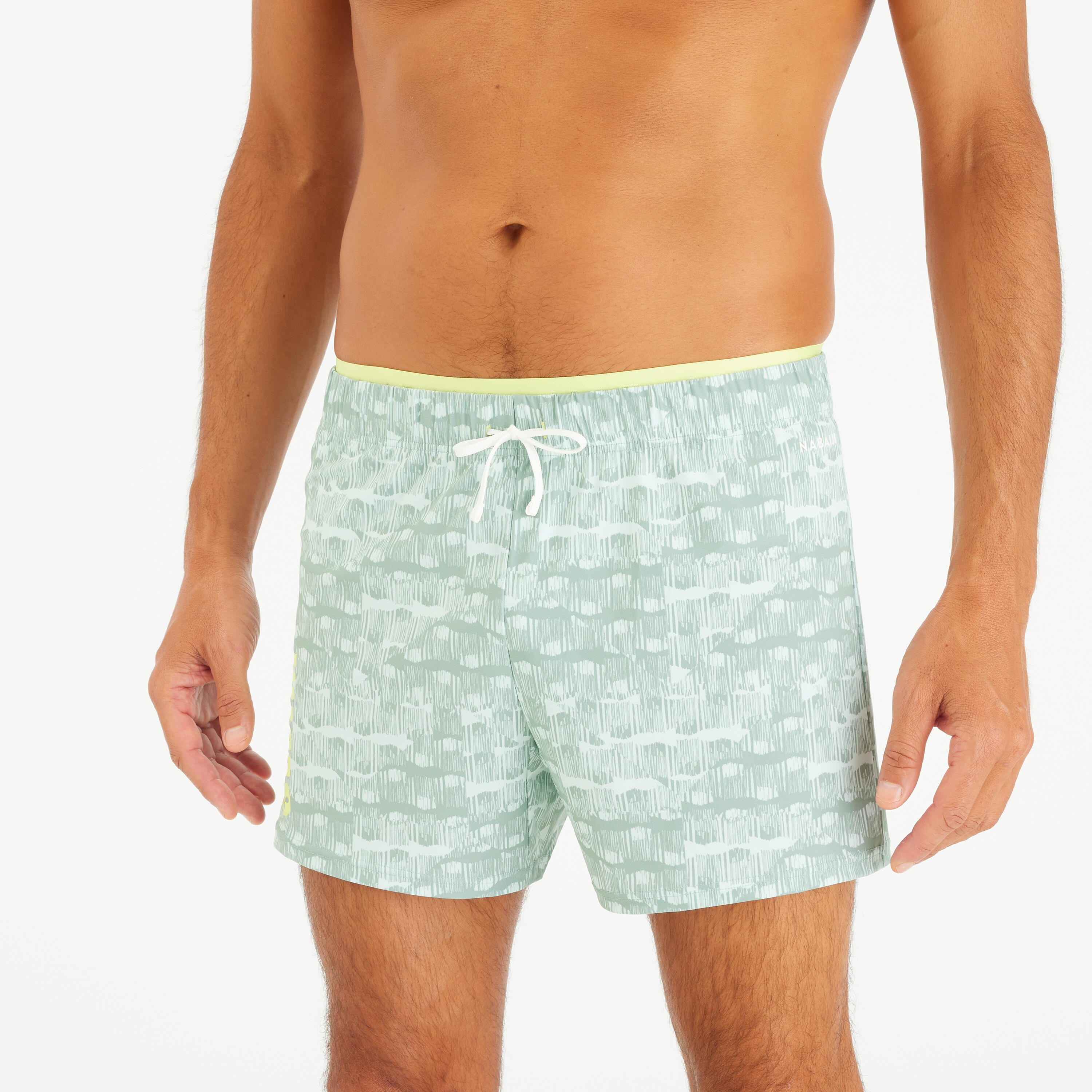 NABAIJI Pánske šortkové plavky 100 krátke zelené kaki zelená 340@L-XL-NABAIJI