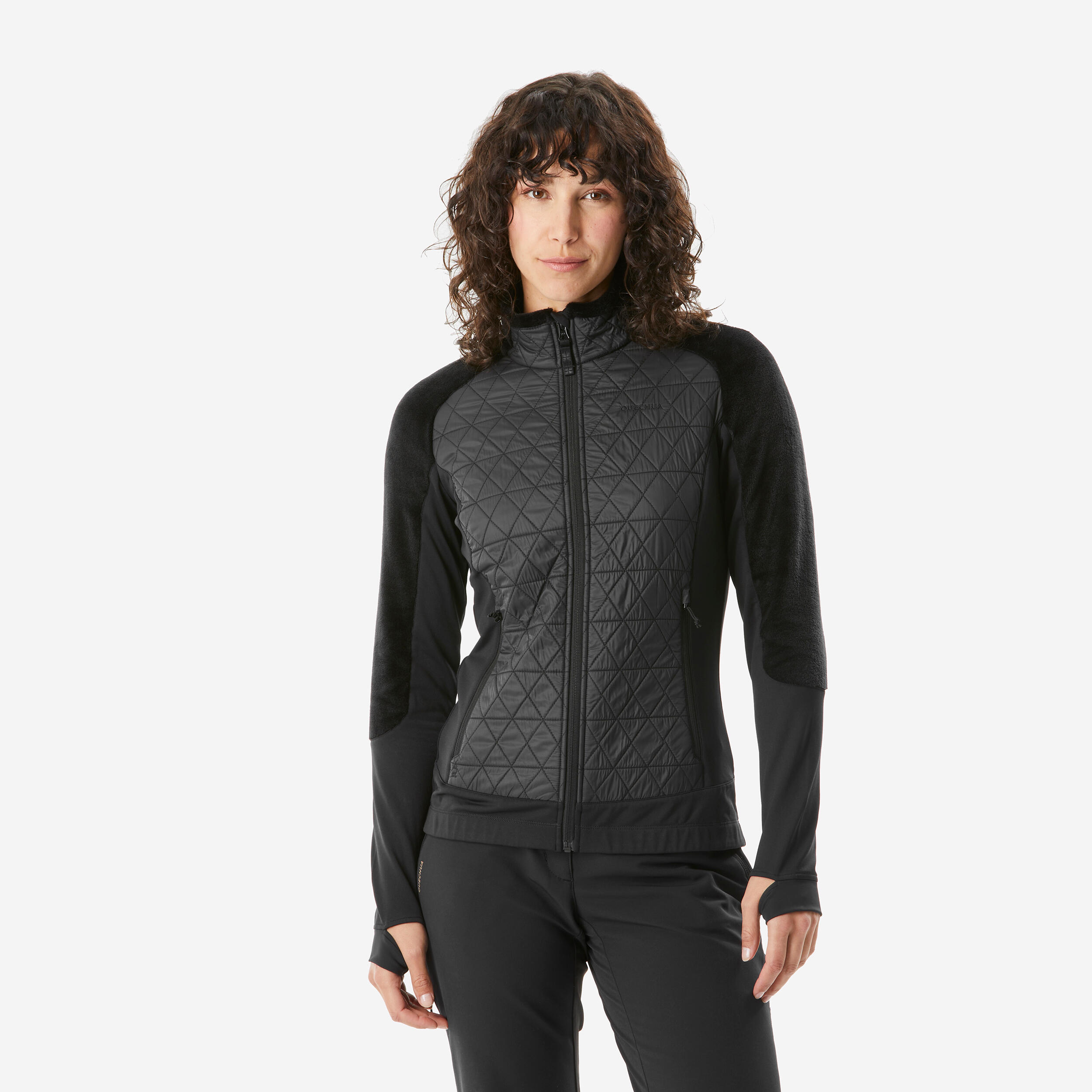 QUECHUA Dámska turistická mikina MH900 Mountain fleecová čierna 200@2XL-QUECHUA