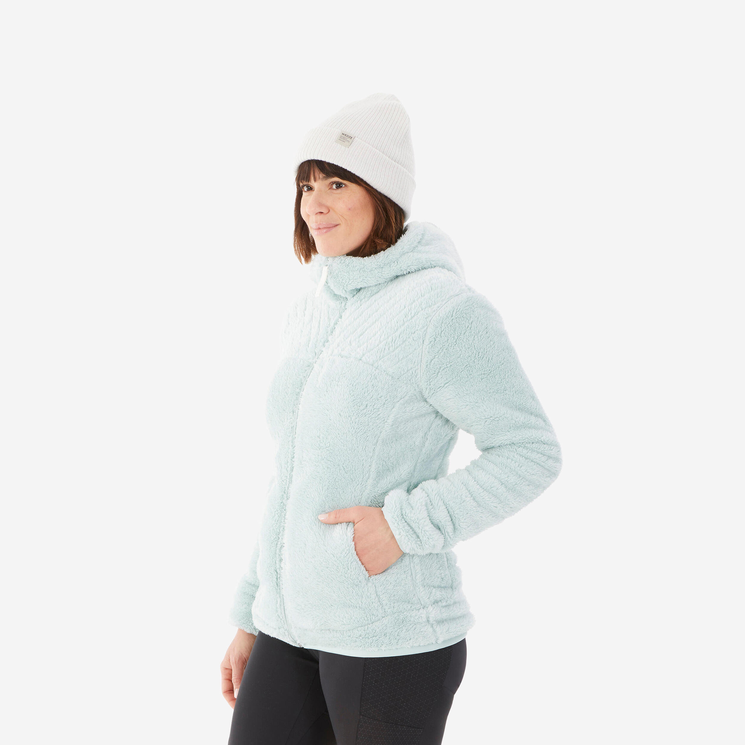 QUECHUA Dámska turistická mikina NH500 fleecová zelená 200@XS-QUECHUA