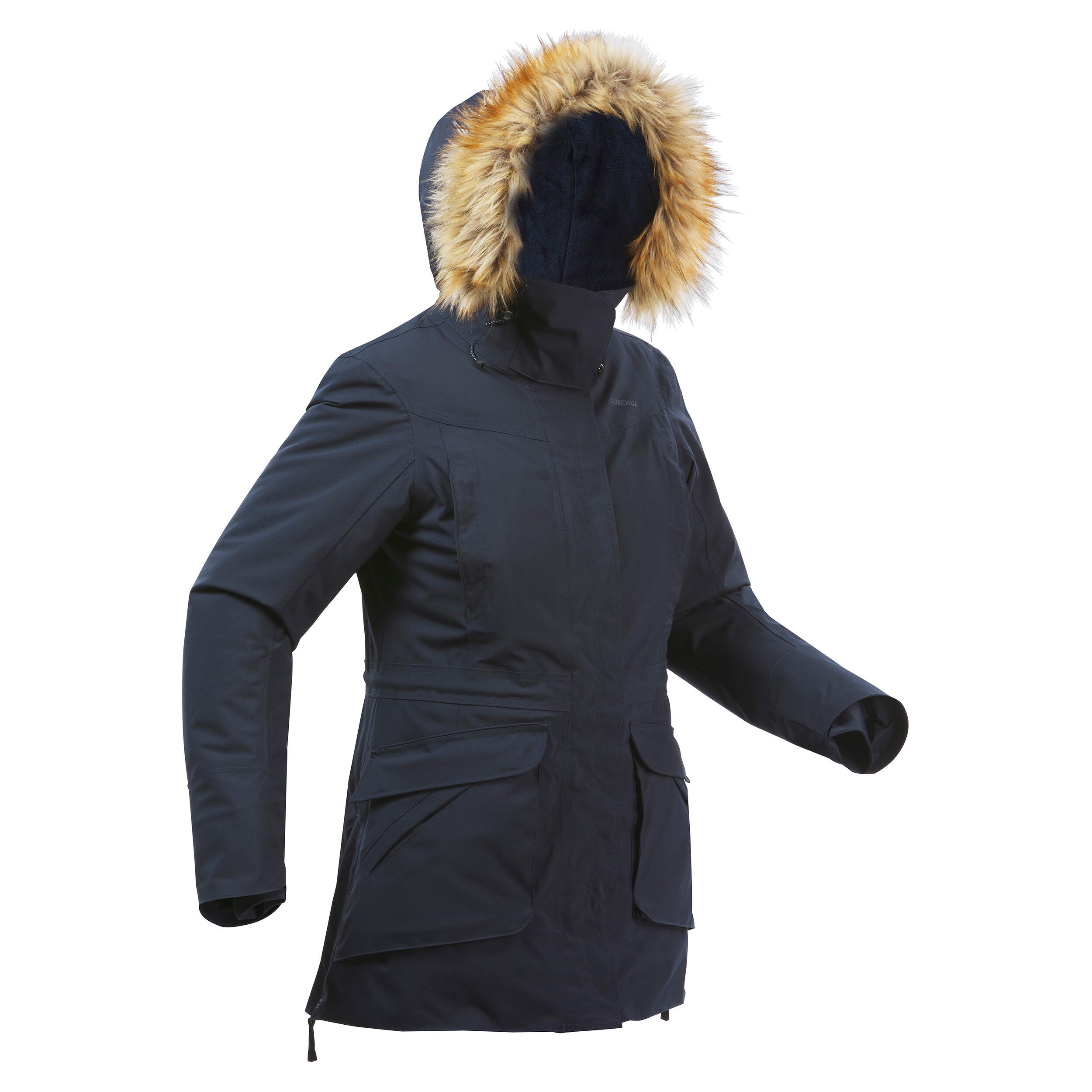 QUECHUA Dámska turistická parka NH900 nepremokavá do -20°C modrá 875@L-QUECHUA