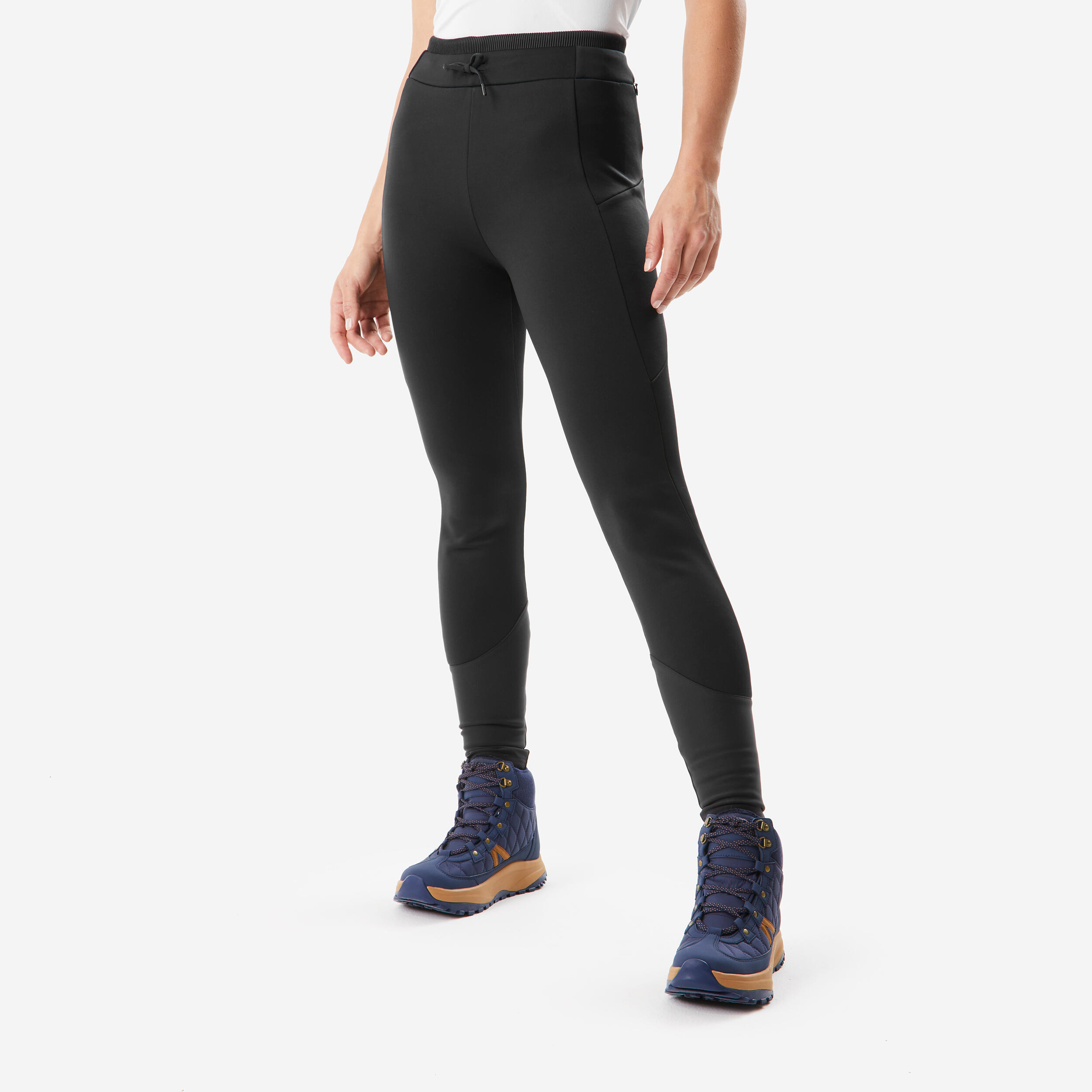 QUECHUA Dámske turistické legíny NH500 vodoodpudivé čierne 343@S W28 L31-QUECHUA