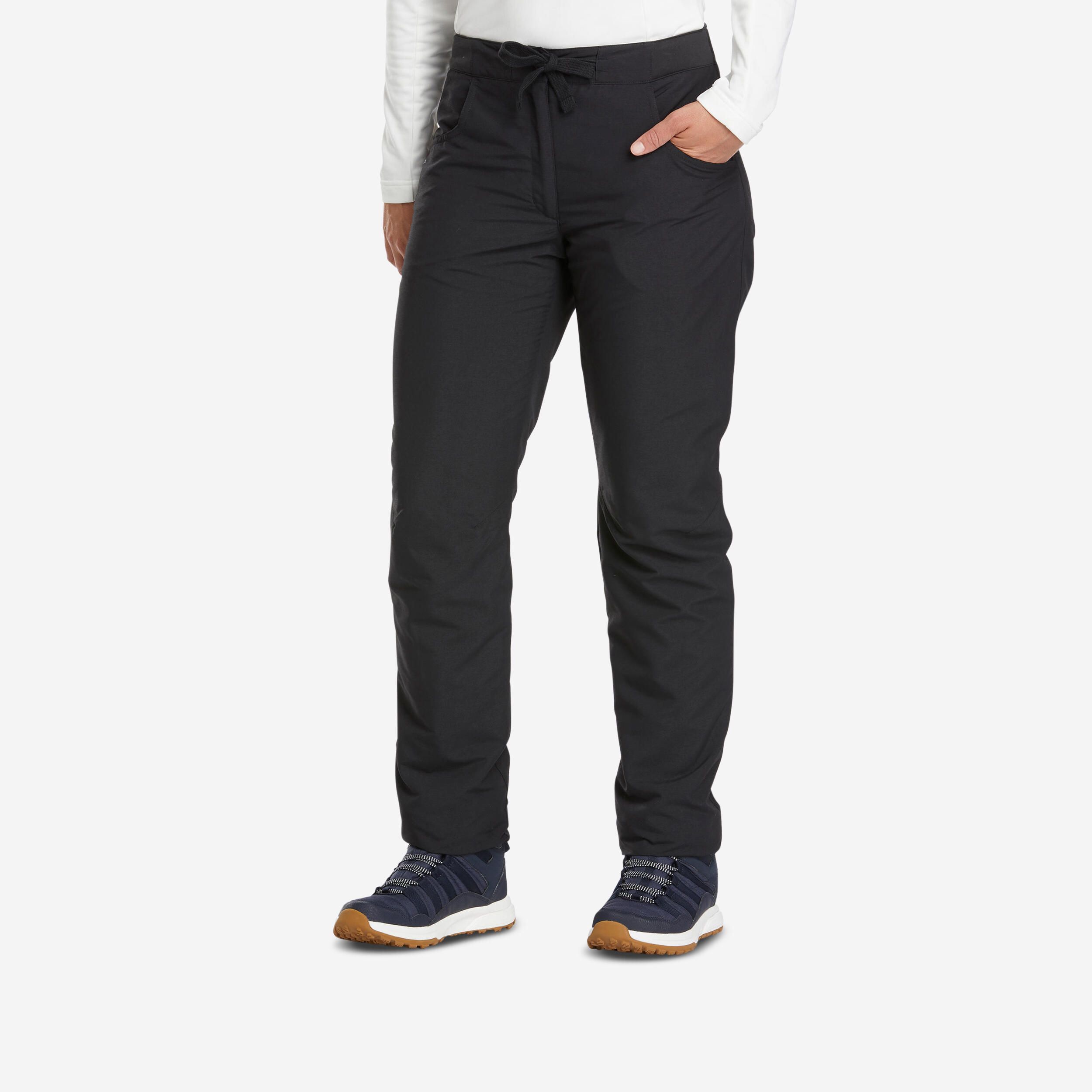 QUECHUA Dámske turistické nohavice NH100 vodoodpudivé hrejivé čierne 343@L-XL L31-QUECHUA