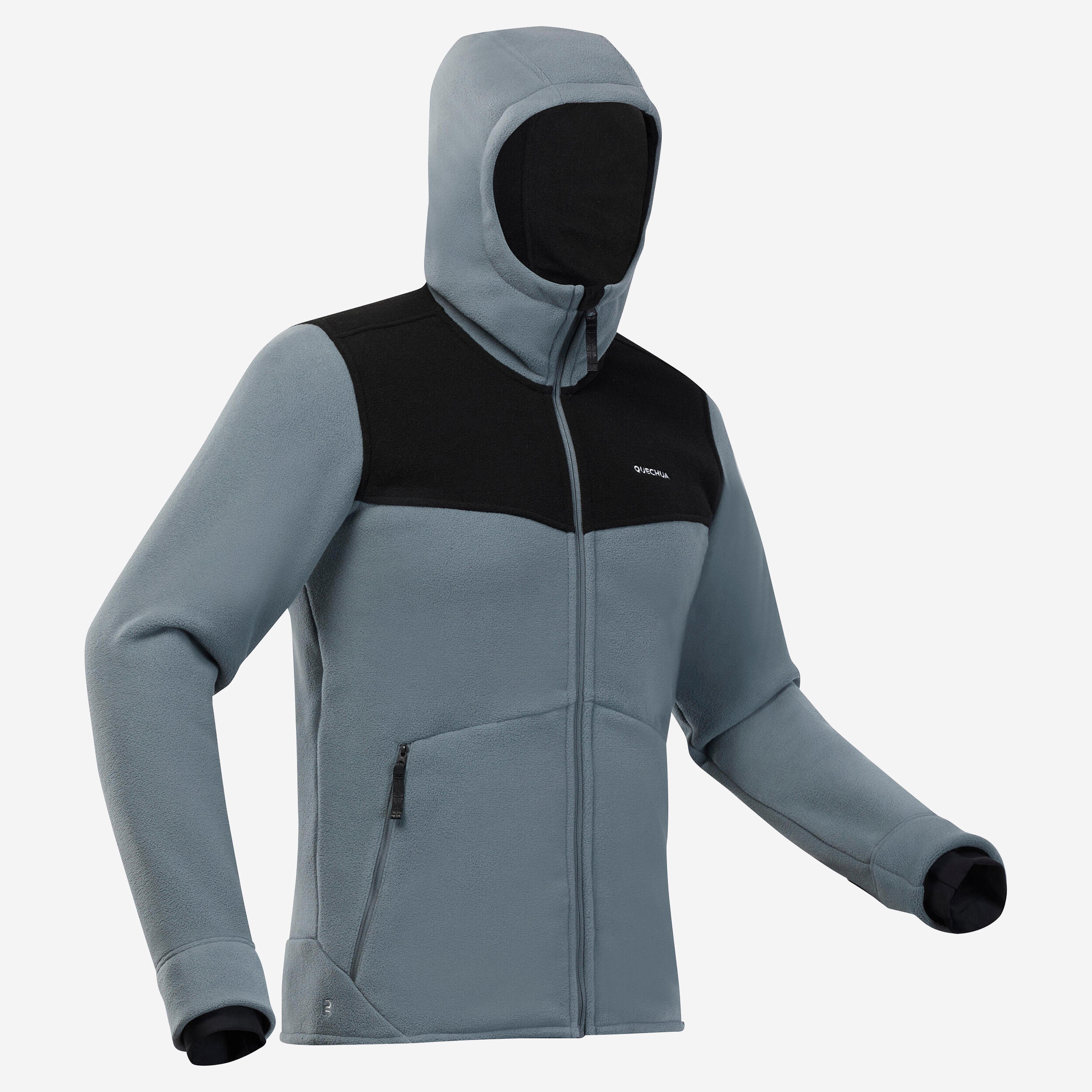 QUECHUA Pánska turistická mikina NH500 fleecová sivá šedá 200@3XL-QUECHUA